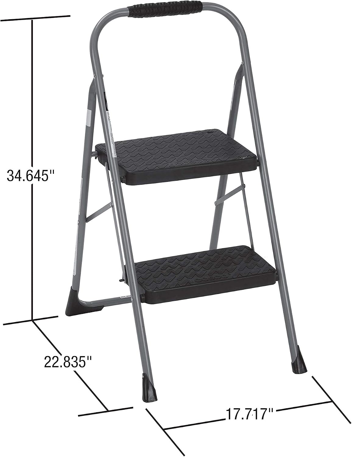 Cosco 11408PBL1E Three Step Big Step Folding Step Stool with Rubber Hand Grip, Grey