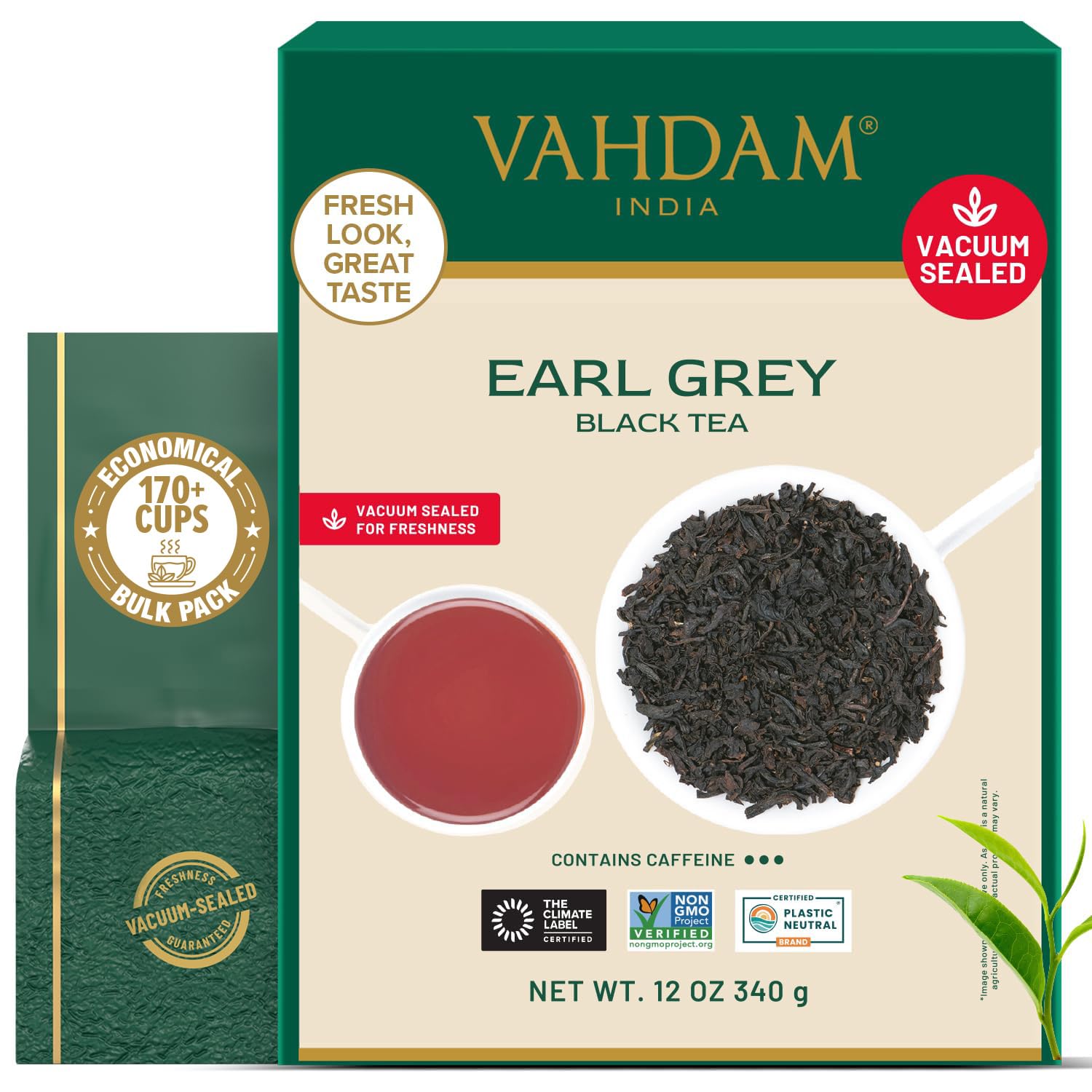 VAHDAM, Green Tea Leaves From Himalayas 170+ Cups (12oz) High Elevation Grown Green Tea Leaves From Himalayas | Pure Unblended Single Origin Green Loose Leaf Tea | Vacuum Sealed