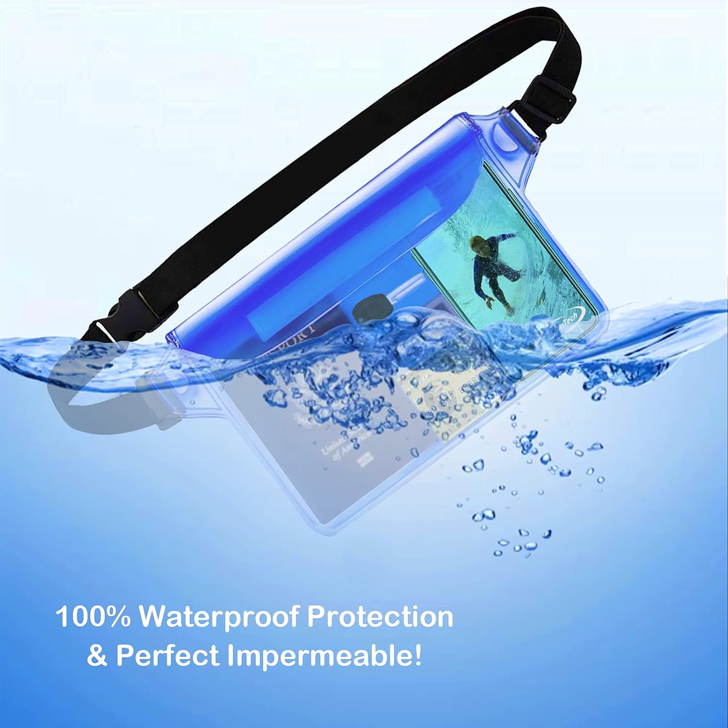 AiRunTech Waterproof Fanny Pack,Phone Pouch Dry Bag for Passport Wallet Purse,Floating Waterproof Bags for Travel Beach Swimming Kayaking Boating Cruise Accessories