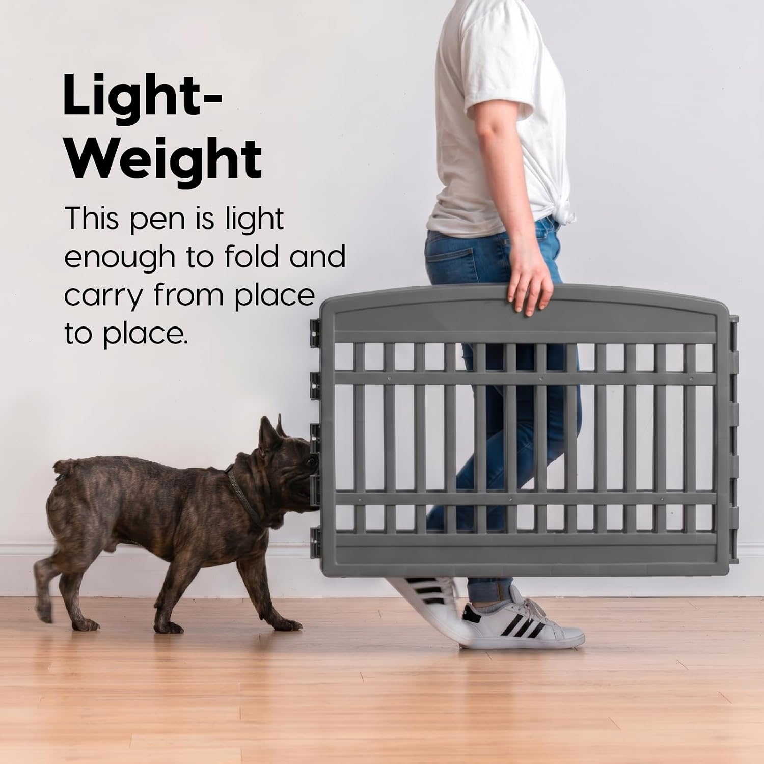 IRIS USA 4-Panel Dog Playpen, Pet Enclosure, Black | Pet Containment, Configurable Layout, Multi-Shape Setup, Custom Pen Configuration, Stable Non-Tip Base, Tool-Free Assembly