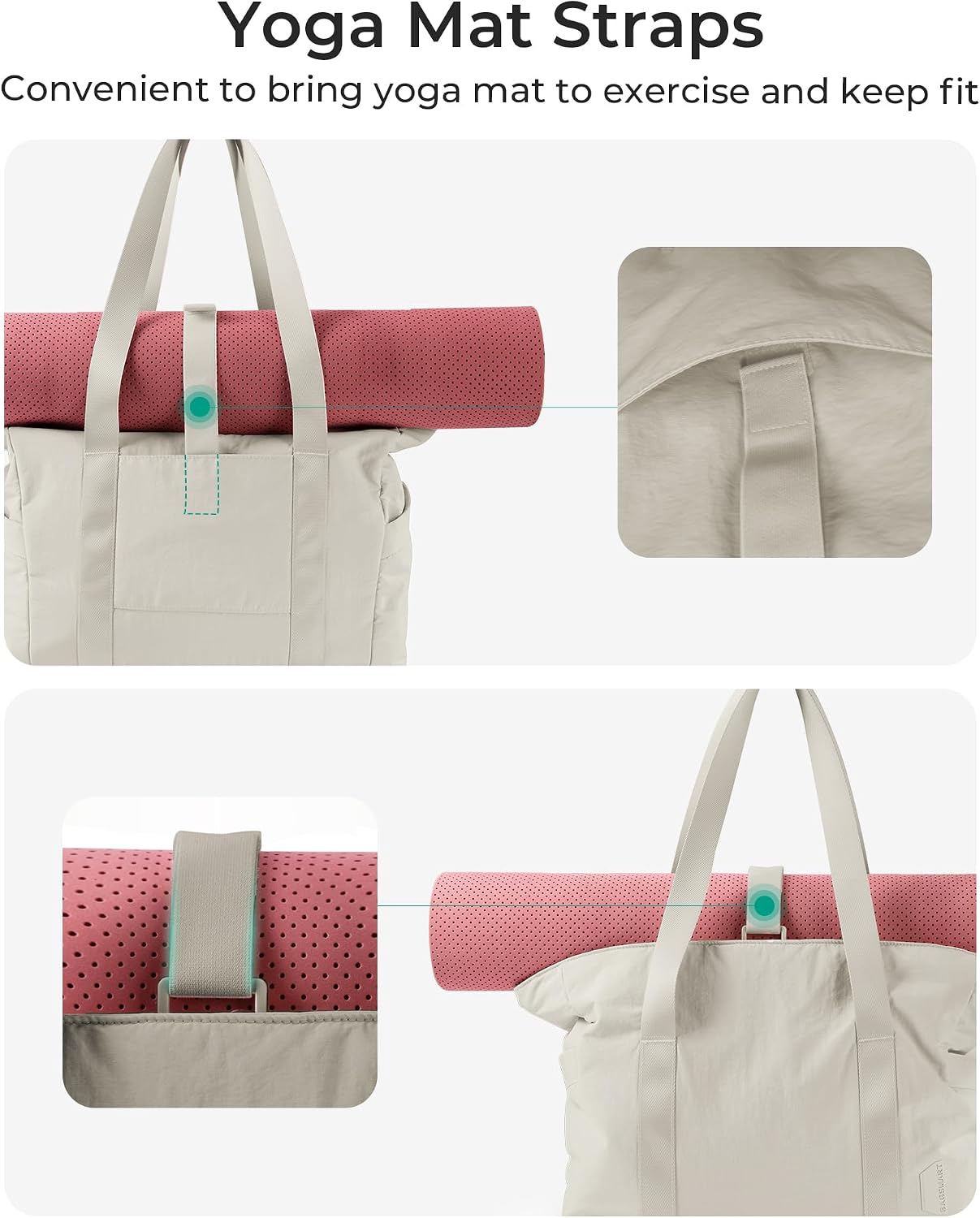 BAGSMART Gym Tote Bag for Women, 24L/28L Travel Tote Yoga Mat Bag