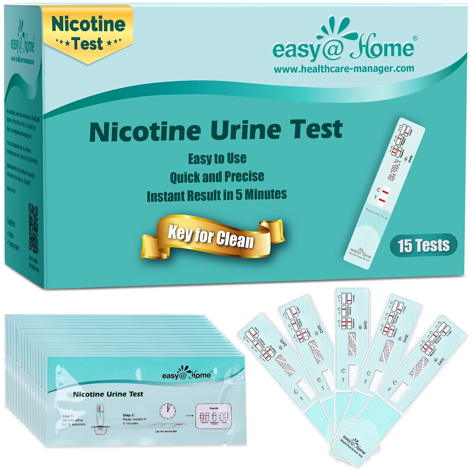 Easy@Home 25 Pack Nicotine Urine Test Strips, Cotinine Urine Screen Test