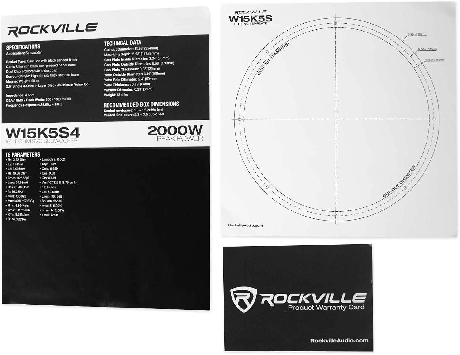 Rockville W15K5S2 K5 15" SVC 2-Ohm Car Audio Subwoofer, 500W CEA-Rated RMS