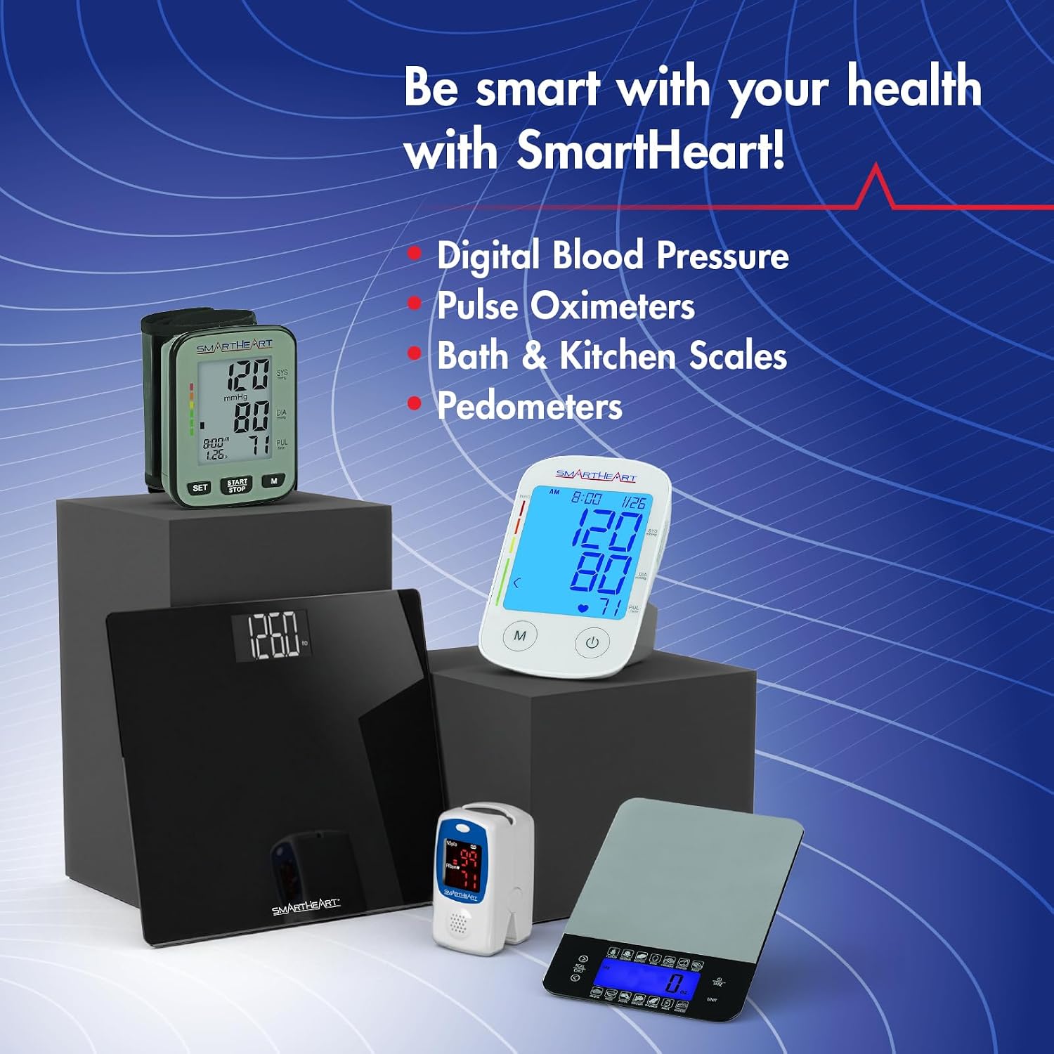 SmartHeart Fingertip Pulse Oximeter | Pulse Rate Monitor, Blood Oxygen Saturation, LED Display, Portable for Home & Sports Use