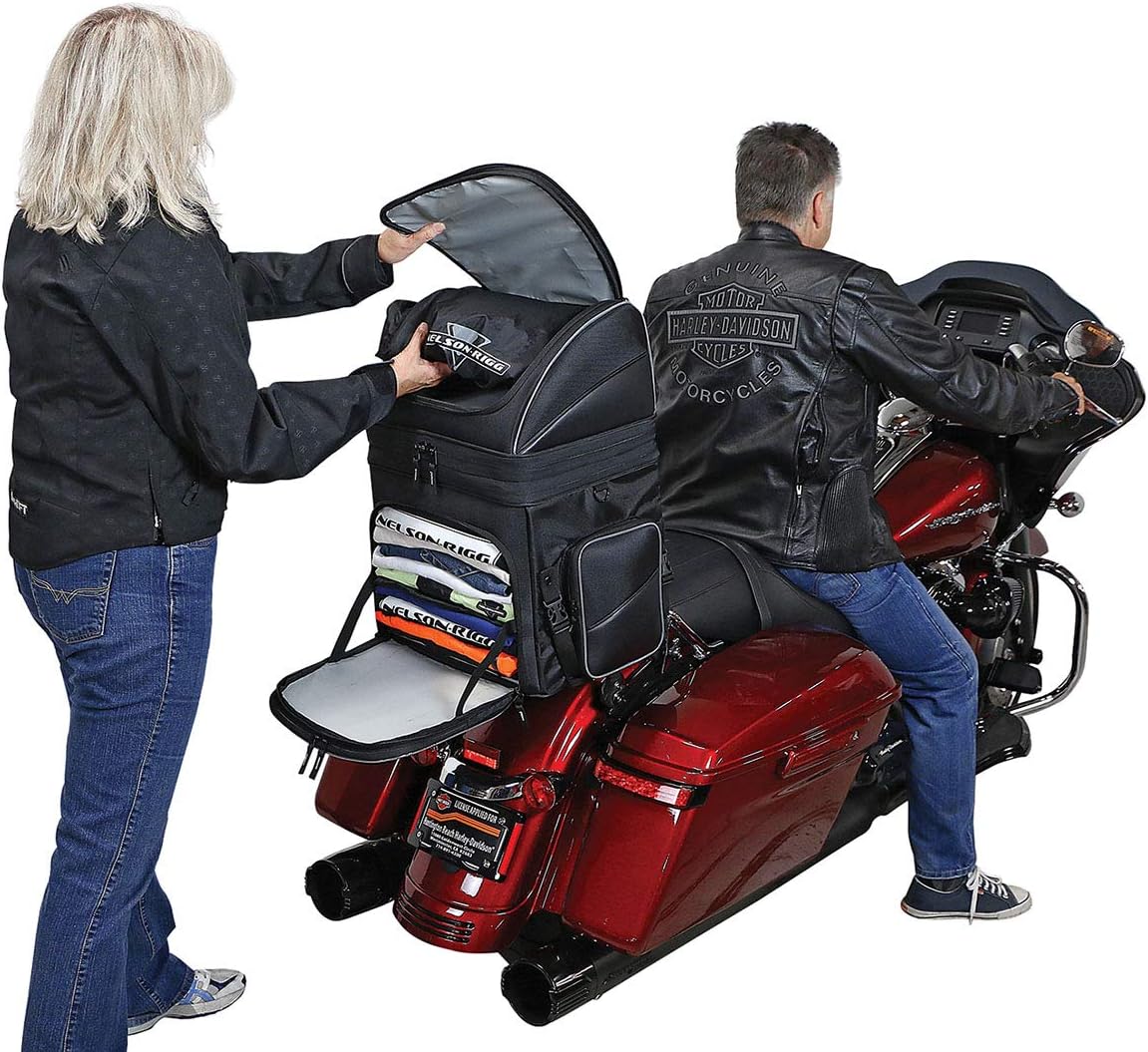 Nelson Rigg Route 1 Destination Backrest/Sissy Bar Rack Bag; Fits Harley Davidson, Indian, Yamaha & Suzuki Motorcycles