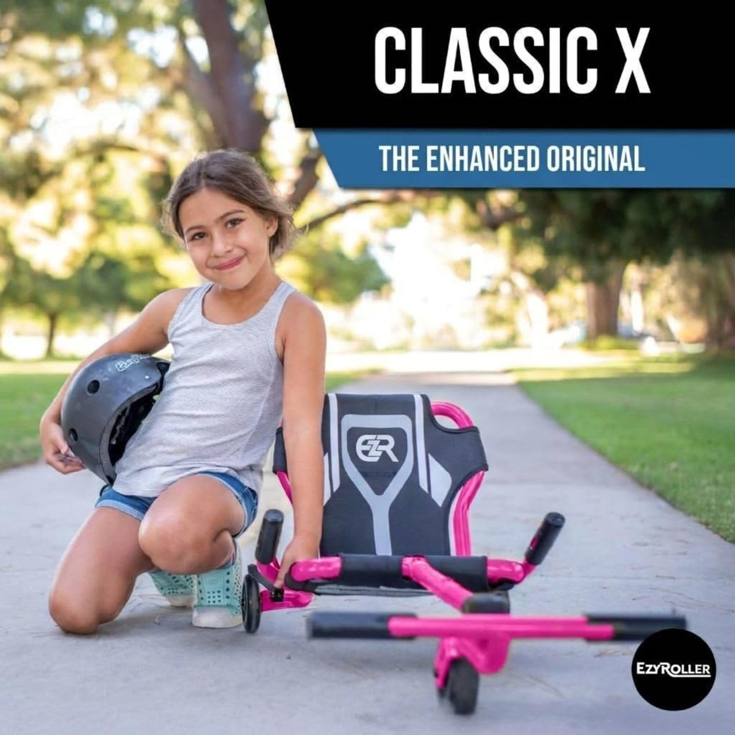 EzyRoller Classic X Ride On Toy for Kids, Ages 3-12, Up to 154 lbs - Black