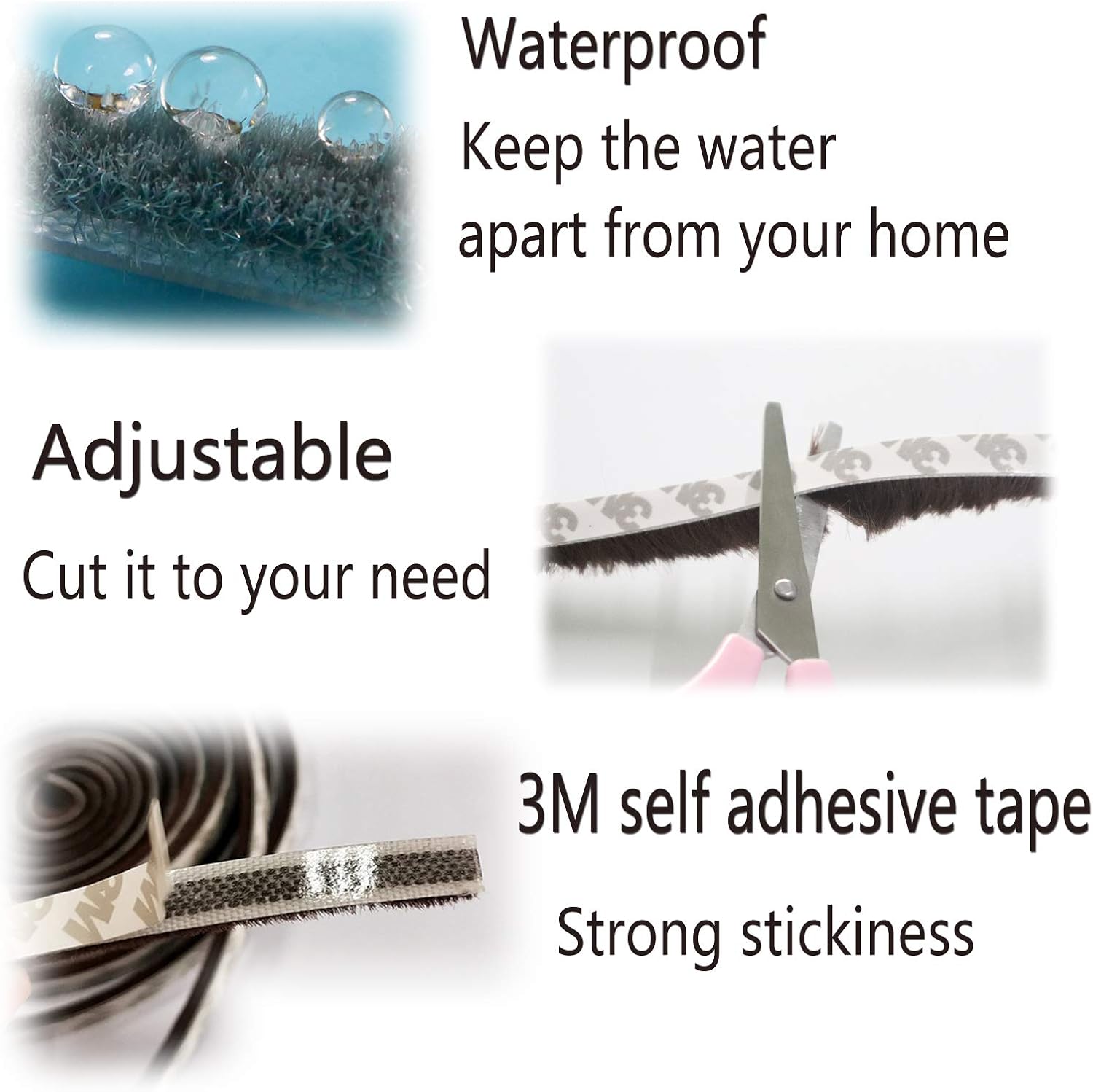 Self-Adhesive Pile Weather Stripping Seal for Sliding Windows and Door Frames, 16.5ft x 11/32 inch, Grey
