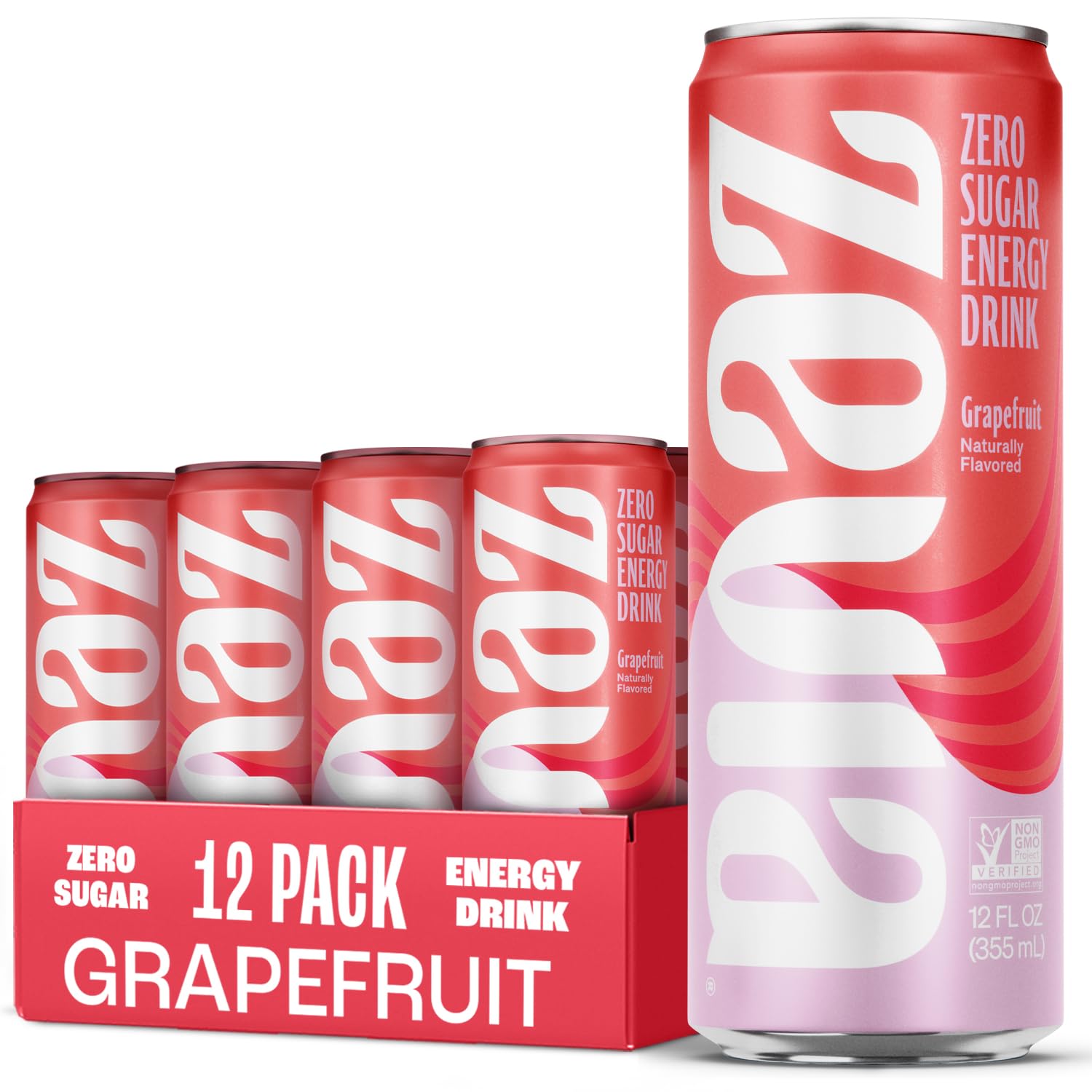 Zevia Zero Sugar Energy Drink, Raspberry Lime, 12 oz Cans (12-Pack) – Naturally Sweetened, Zero Calorie Sugar Free Energy - Non-GMO Project Verified, Gluten-Free, Vegan