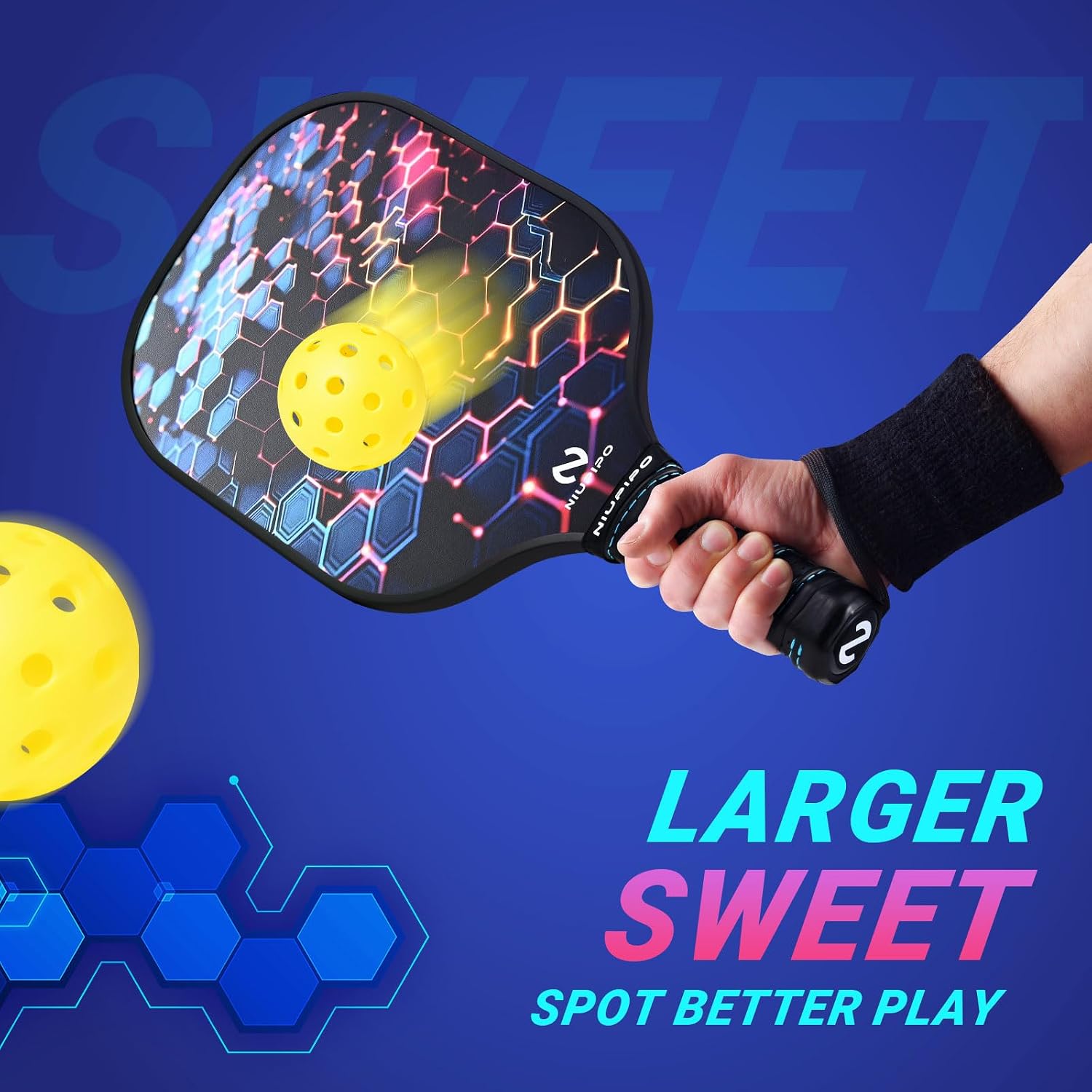 niupipo Pickleball Paddles Set of 2 or 4, USAPA Approved Fiberglass Pickleball Paddle Set with Balls and Bag, Polypropylene Honeycomb Core