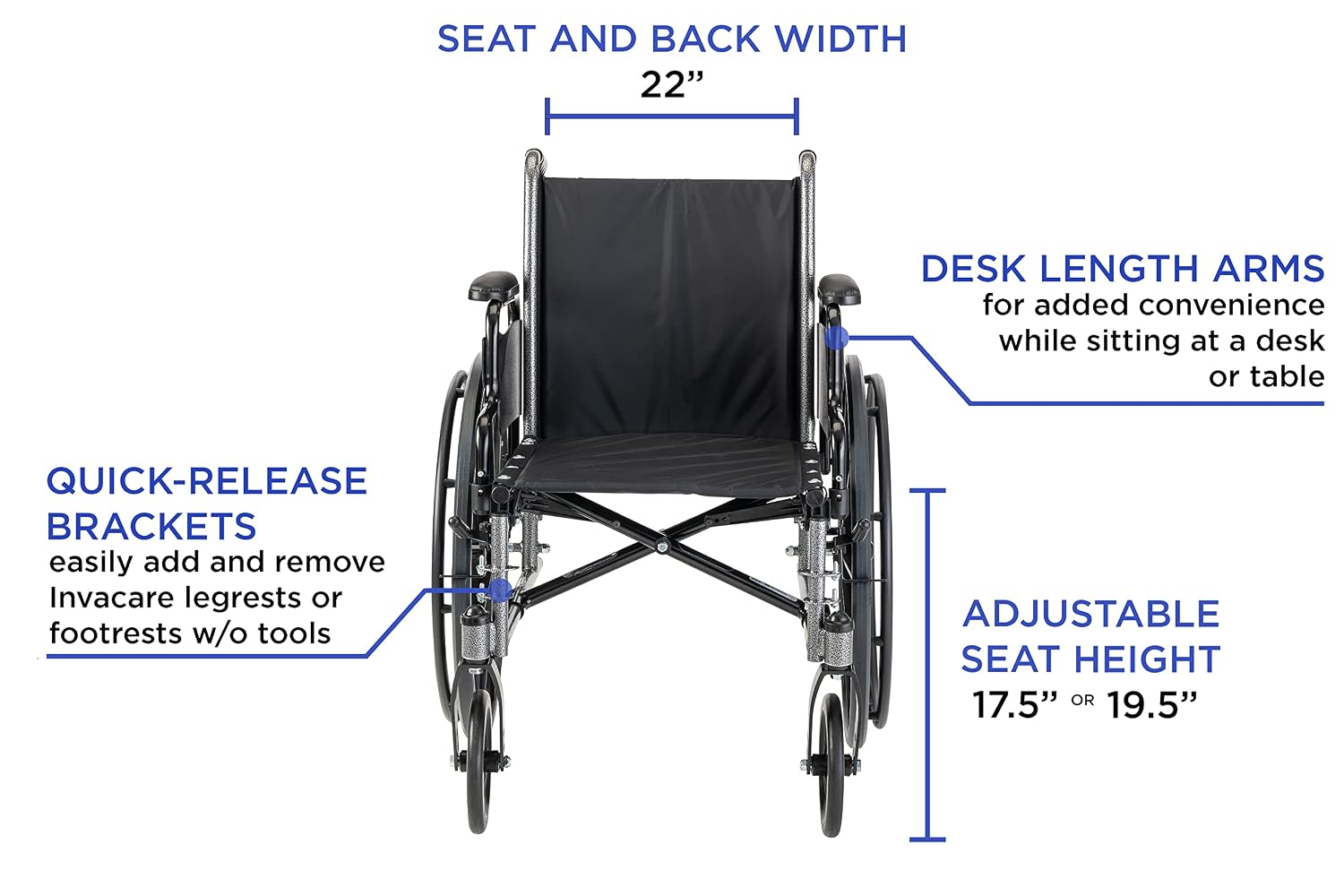 Invacare Tracer SX5 Wheelchair for Adults | Everyday Folding | 22 Inch Seat | Desk Arms