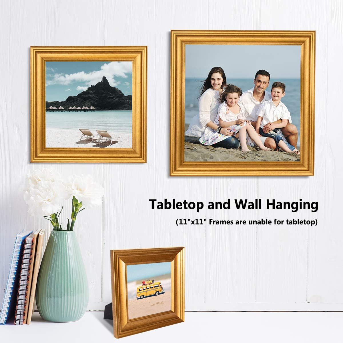 LaVie Home 8x8 Picture Frames (1 Pack, Gold) Square Photo Frame Set with High Definition Glass for Wall Mount & Table Top Display