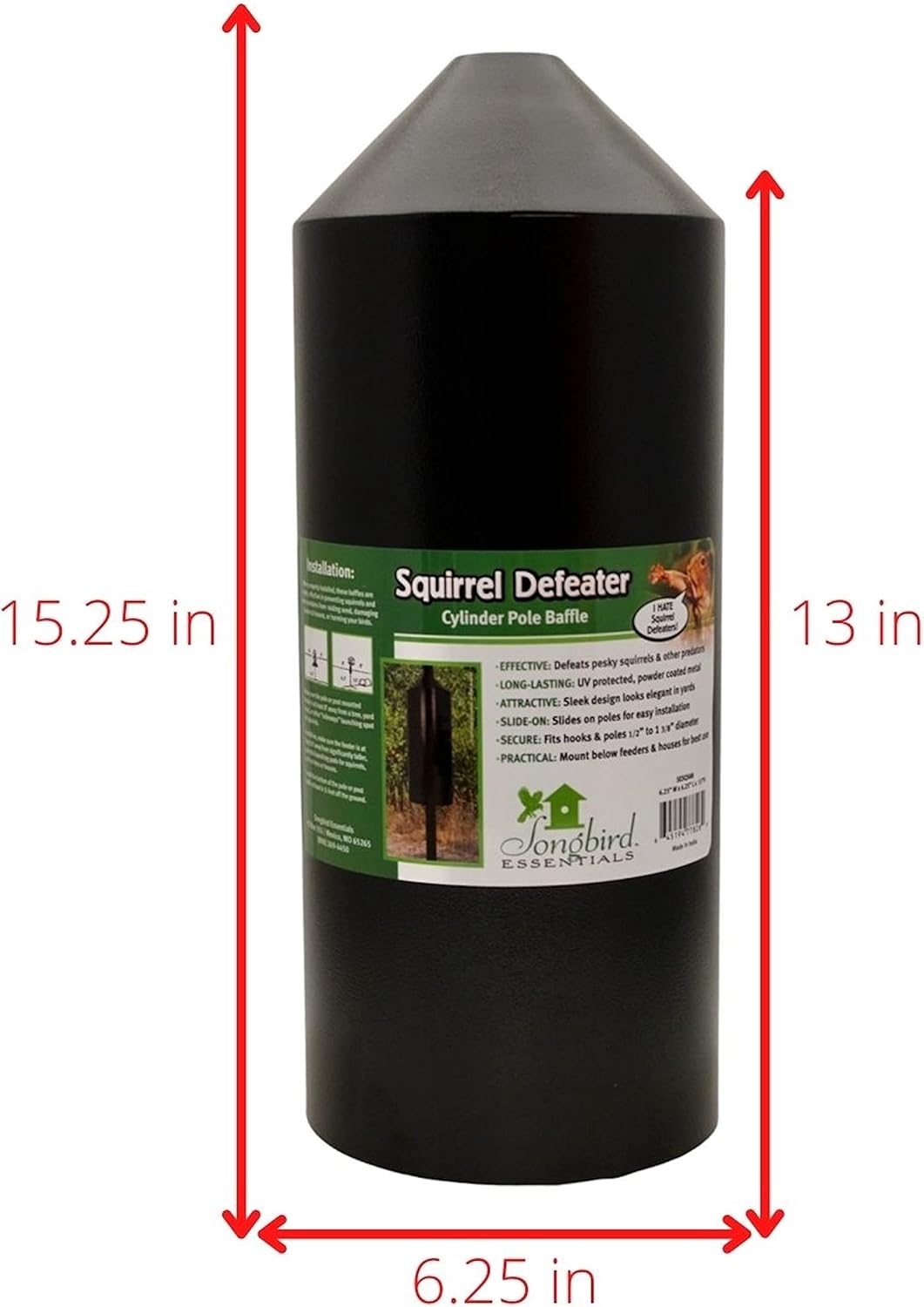 Wrap Around Pole Baffle, Squirrel Guard for Bird Feeder Poles | Wrap Around Design; Pole Mount Baffle; Squirrel Guard; Feeder Protection