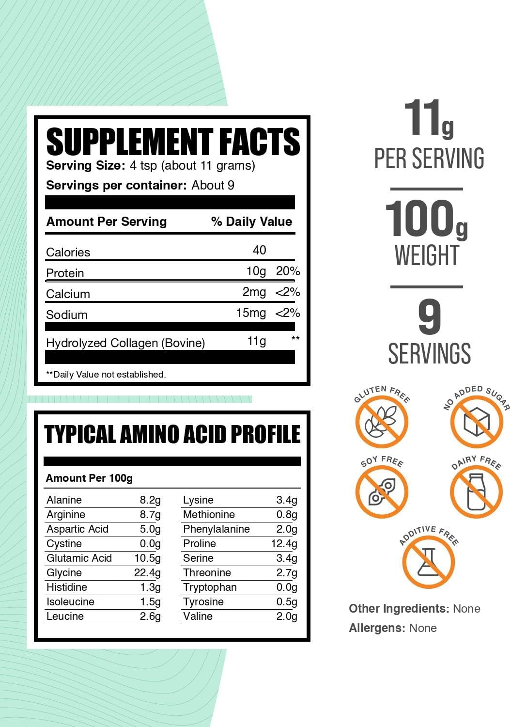BulkSupplements.com Collagen Peptides Powder - Bovine Collagen Powder, Powdered Collagen Supplement - Hydrolyzed & Gluten Free, 11g per Serving, 1kg (2.2 lbs) (Pack of 1)