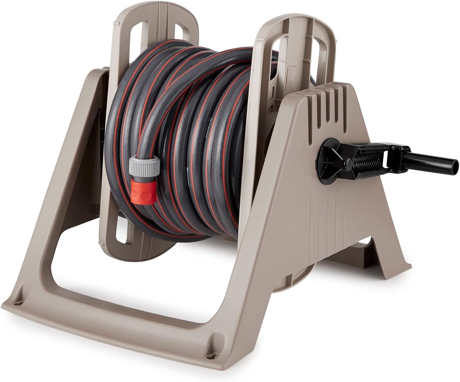 Suncast 100 ft. Tote or Wall Mount Resin Garden Hose Reel with Lid, Taupe