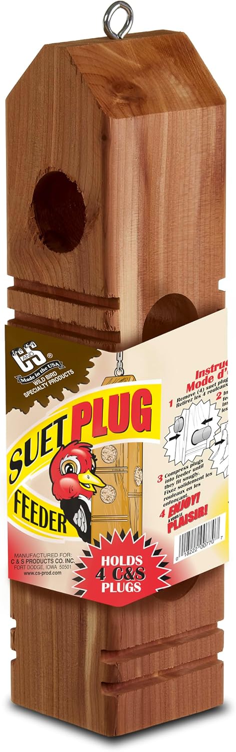C&S Peanut Delight No Melt Suet Dough Plugs, Suet Plugs for Wild Birds, 12 Oz, 4 Count