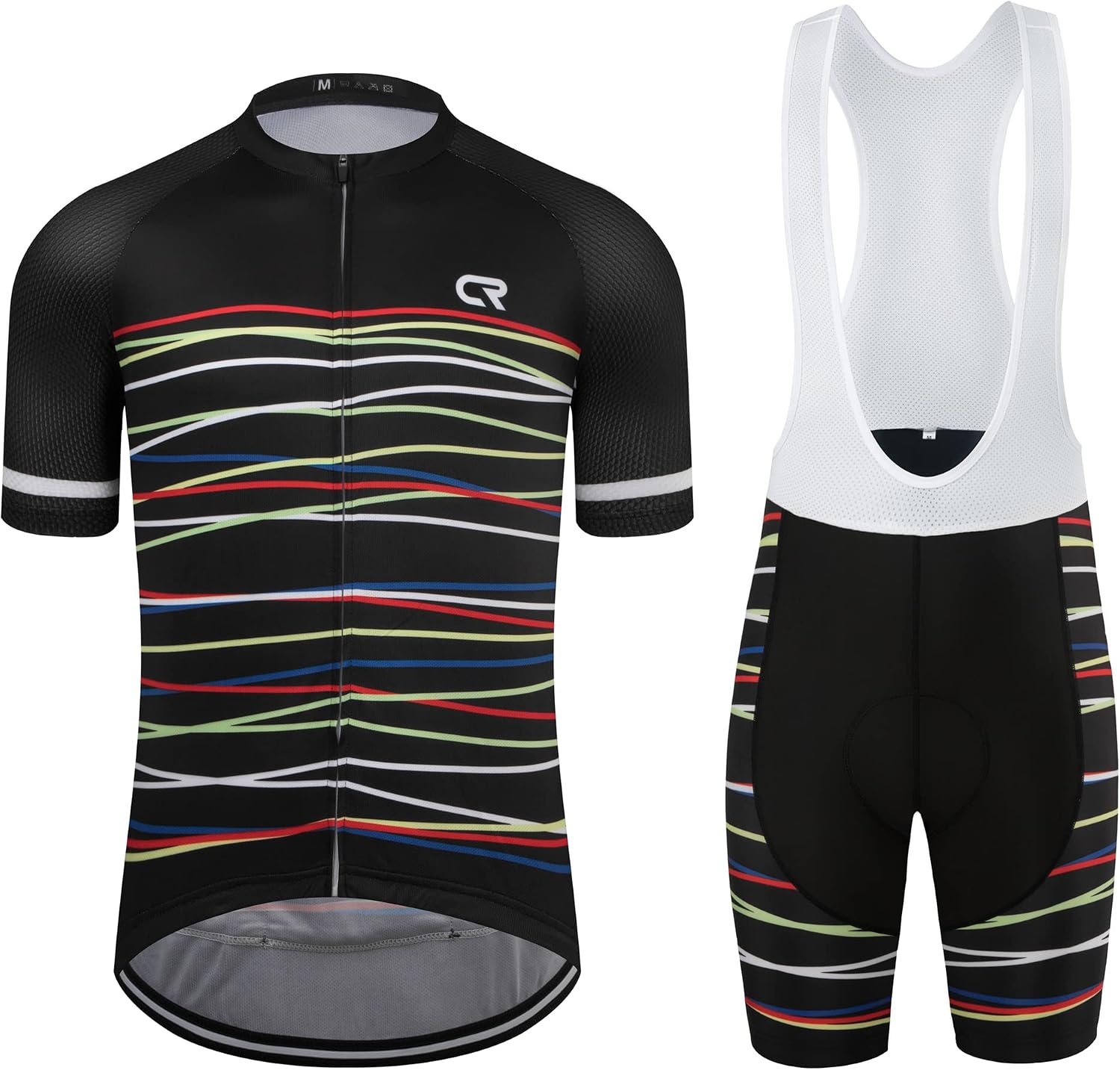 Coconut Ropamo CR Men's Cycling Jersey Set Road Bike Jersey Zipper Pocket Bib Shorts with 4D Padded Cycling Clothing Set
