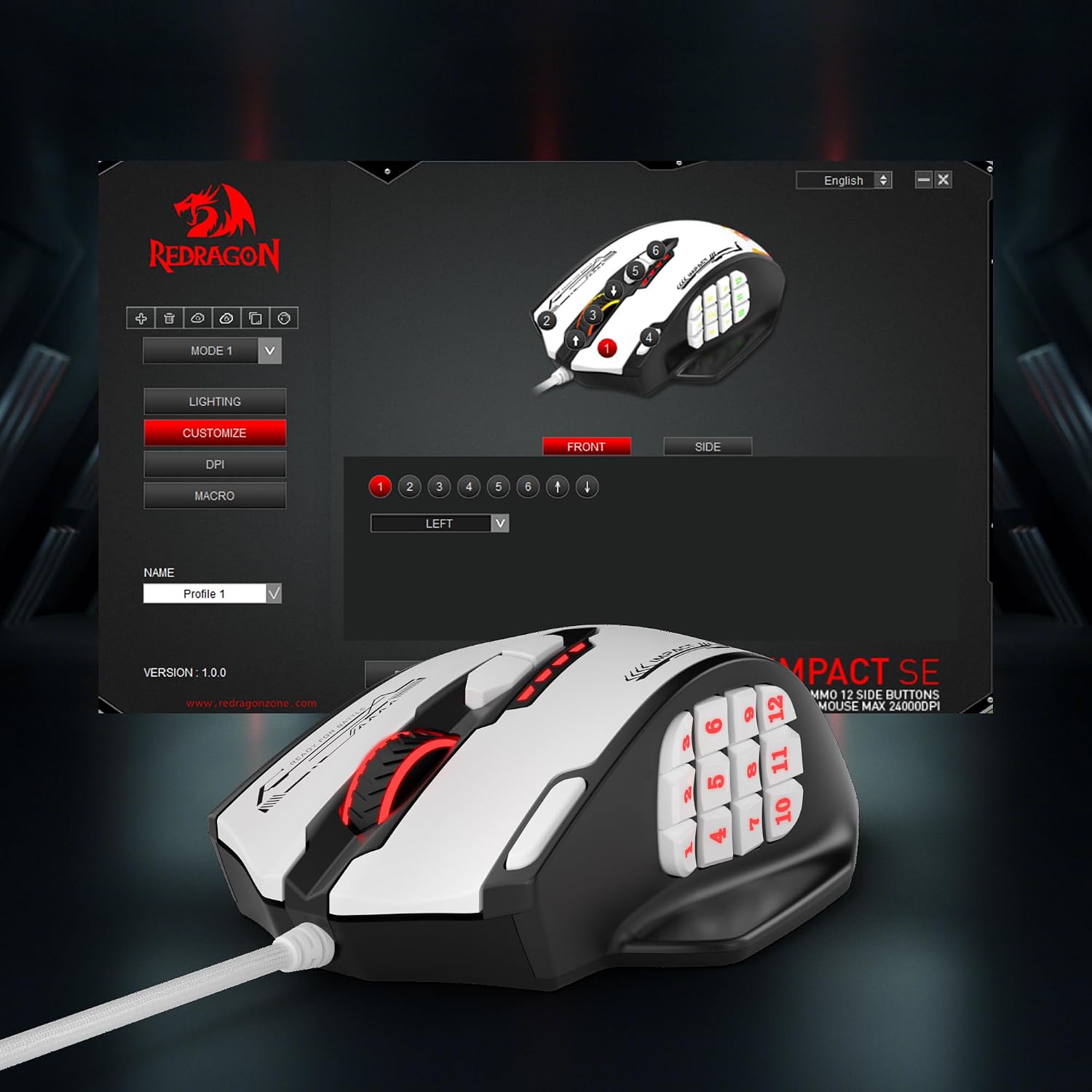Redragon M908 Wired MMO RGB Gaming Mouse 12400 DPI Remapping Keys | Stable Lag-Free Connection, Redefine Keybinding Macro, Vibing Backlight, Ergonomic Grip Body Comfort