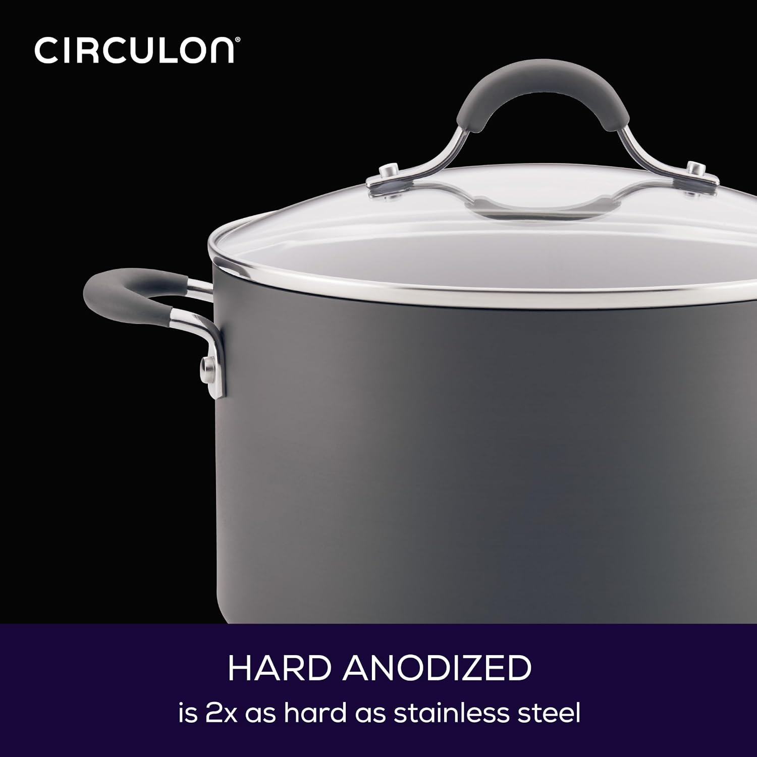 Circulon Radiance Hard Anodized Nonstick Deep Frying Pan with Lid, 12 inch Frying Pan with Lid, Deep Skillet, Gray