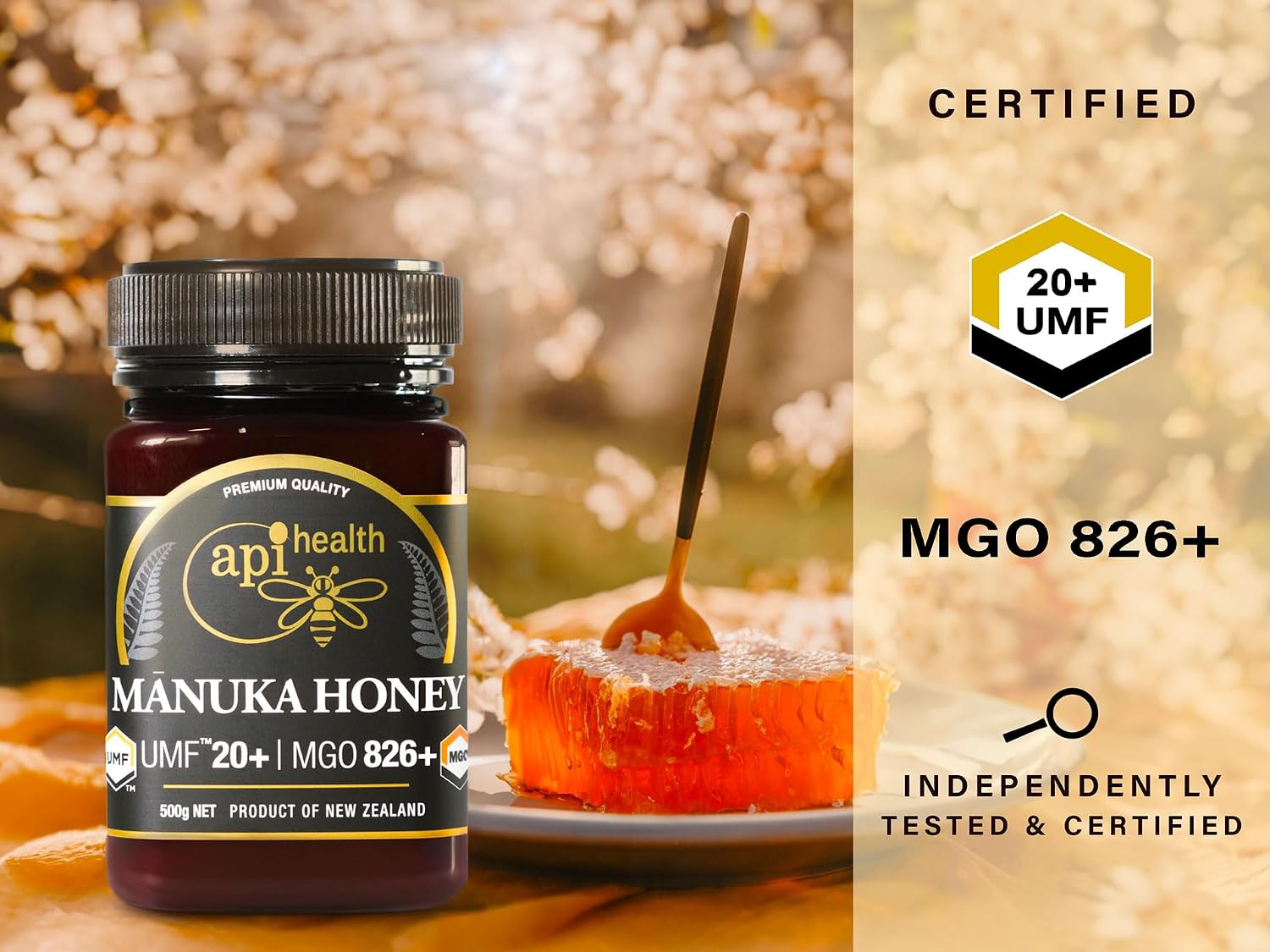 Manuka Honey 500g UMF 20+ (MGO 826+) Pure New Zealand Honey 1.1 lb