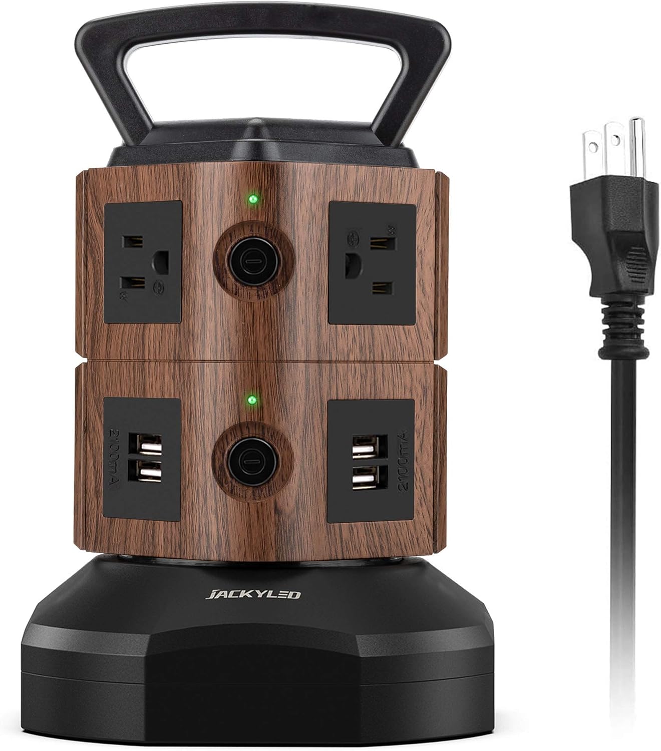 JACKYLED Power Strip Tower Surge Protector, 12 AC 6 USB (2 USB C), 1050J