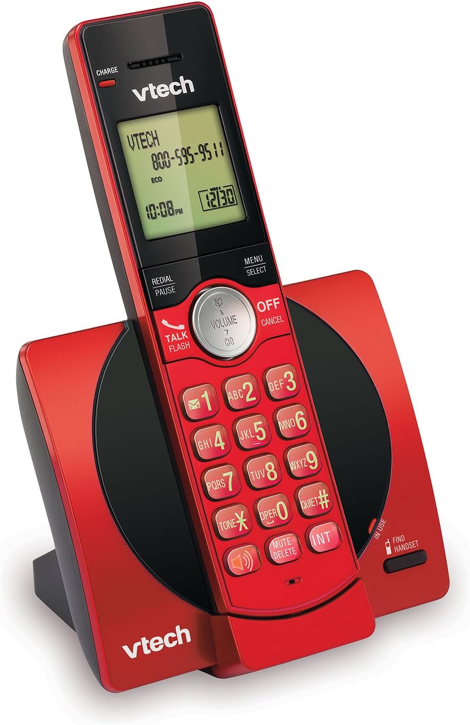 VTech CS6919-16 DECT 6.0 Cordless Phone, Red - Caller ID/Call Waiting (Stores 30 Calls), Backlit Keypad & Display, Full Duplex Handset Speakerphone, Wall Mountable