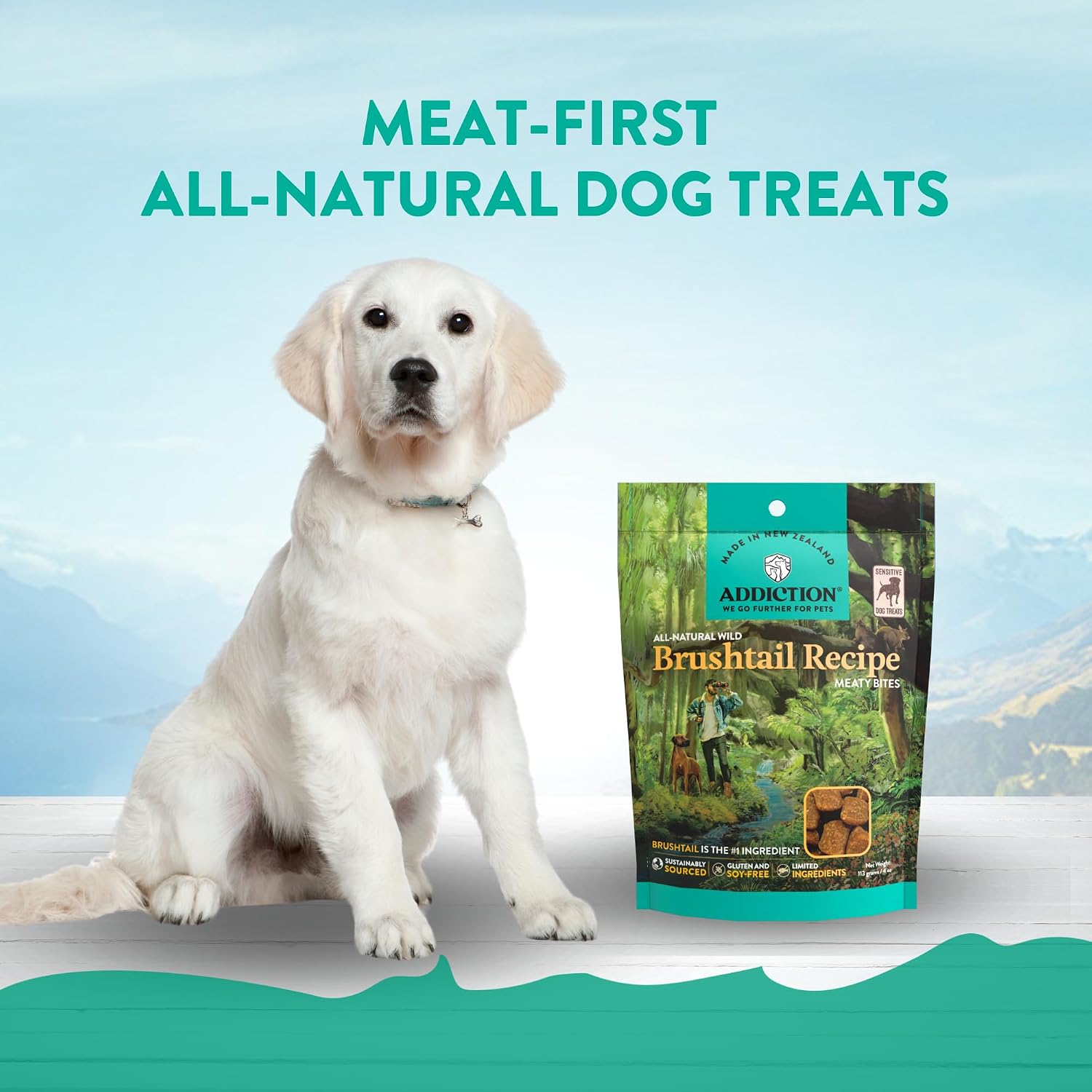 Addiction Venison Recipe Meaty Bites, All Natural Free Range Grain Free High Meat Dog Treats, 4 Oz.