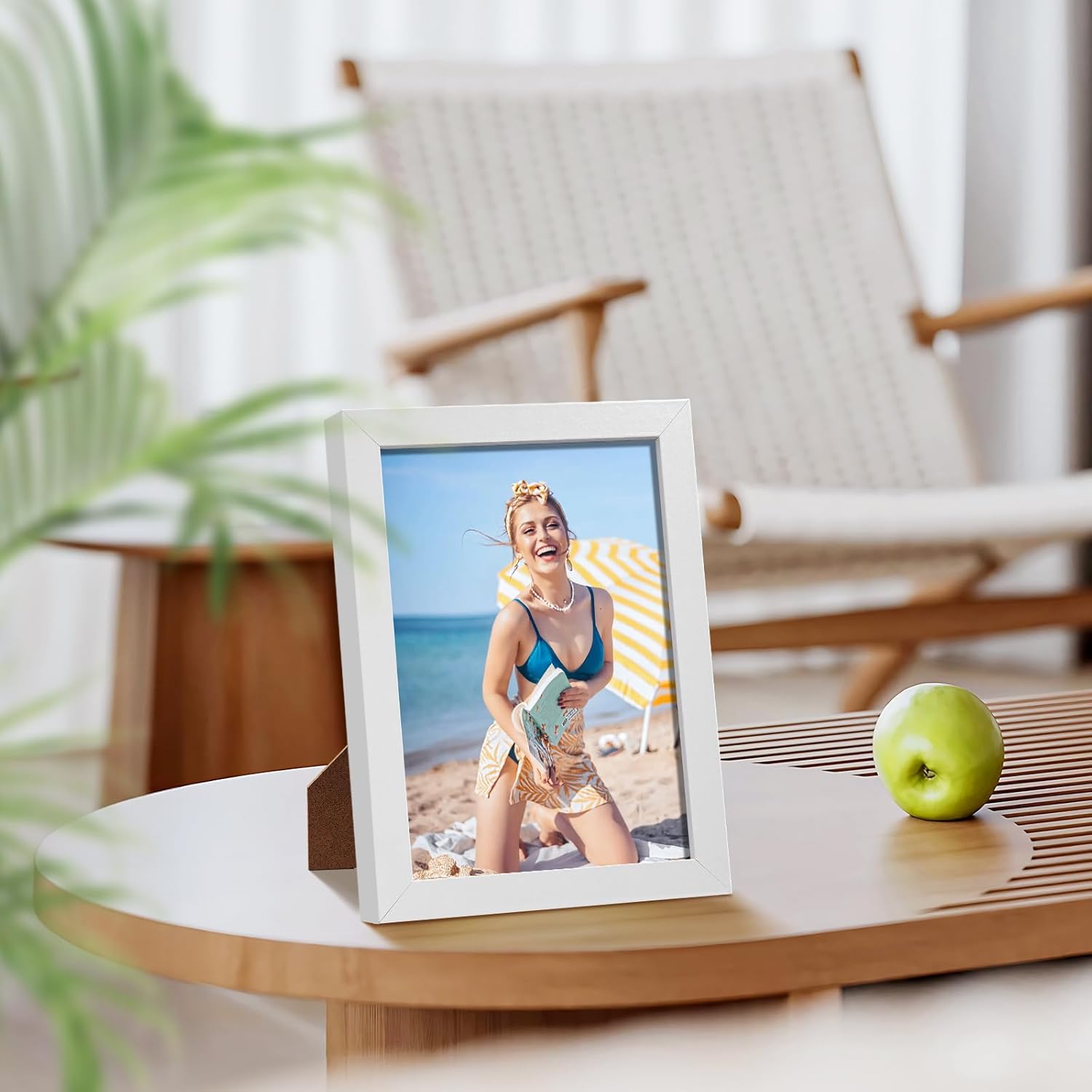 HappyHapi 8x10 Picture Frame Set of 6, Wall or Tabletop Display, White