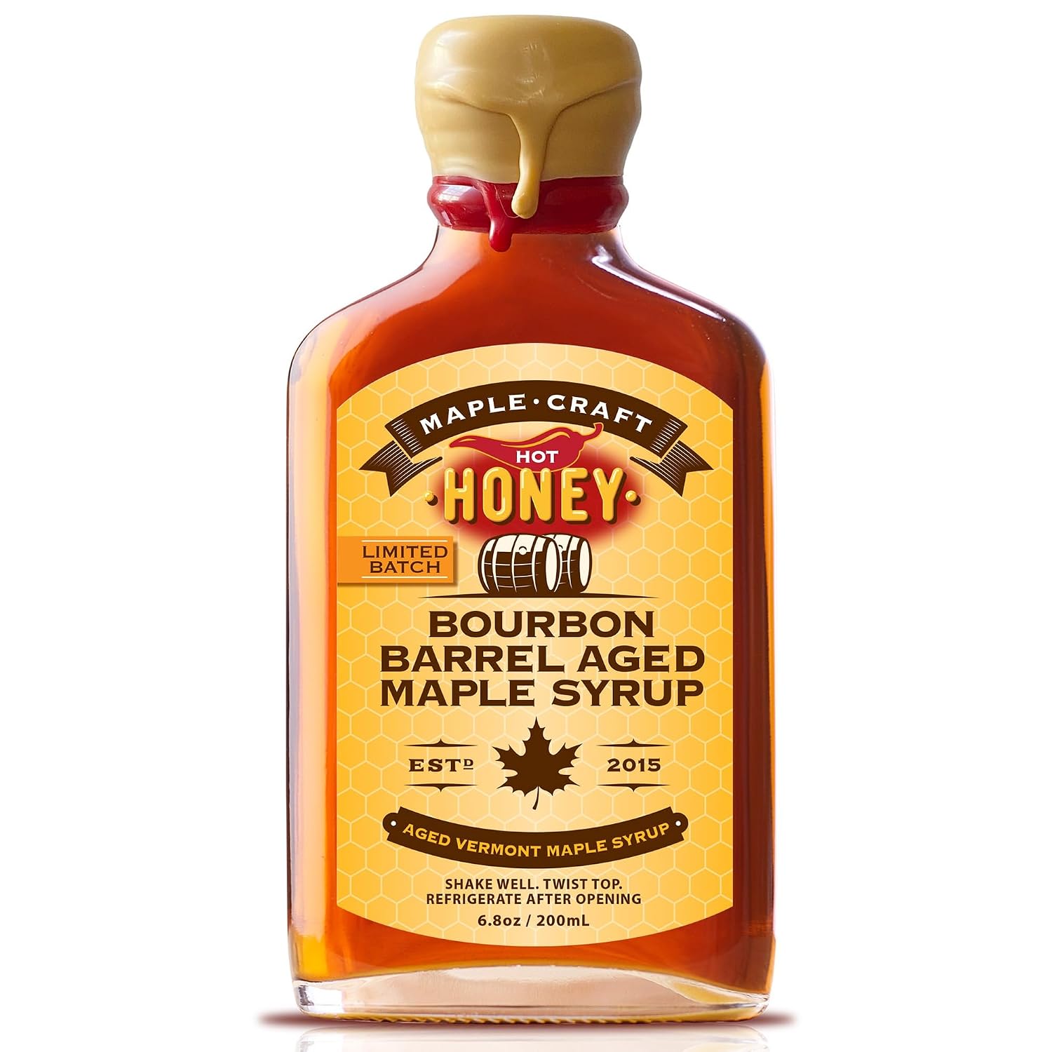 Maple Craft Foods Salted Caramel Maple Syrup – Organic Vermont Maple Syrup with Natural Caramel Flavor & Salt, Gourmet Flavored Syrup for Pancakes, Coffee, Baking and Desserts, 6.8 oz