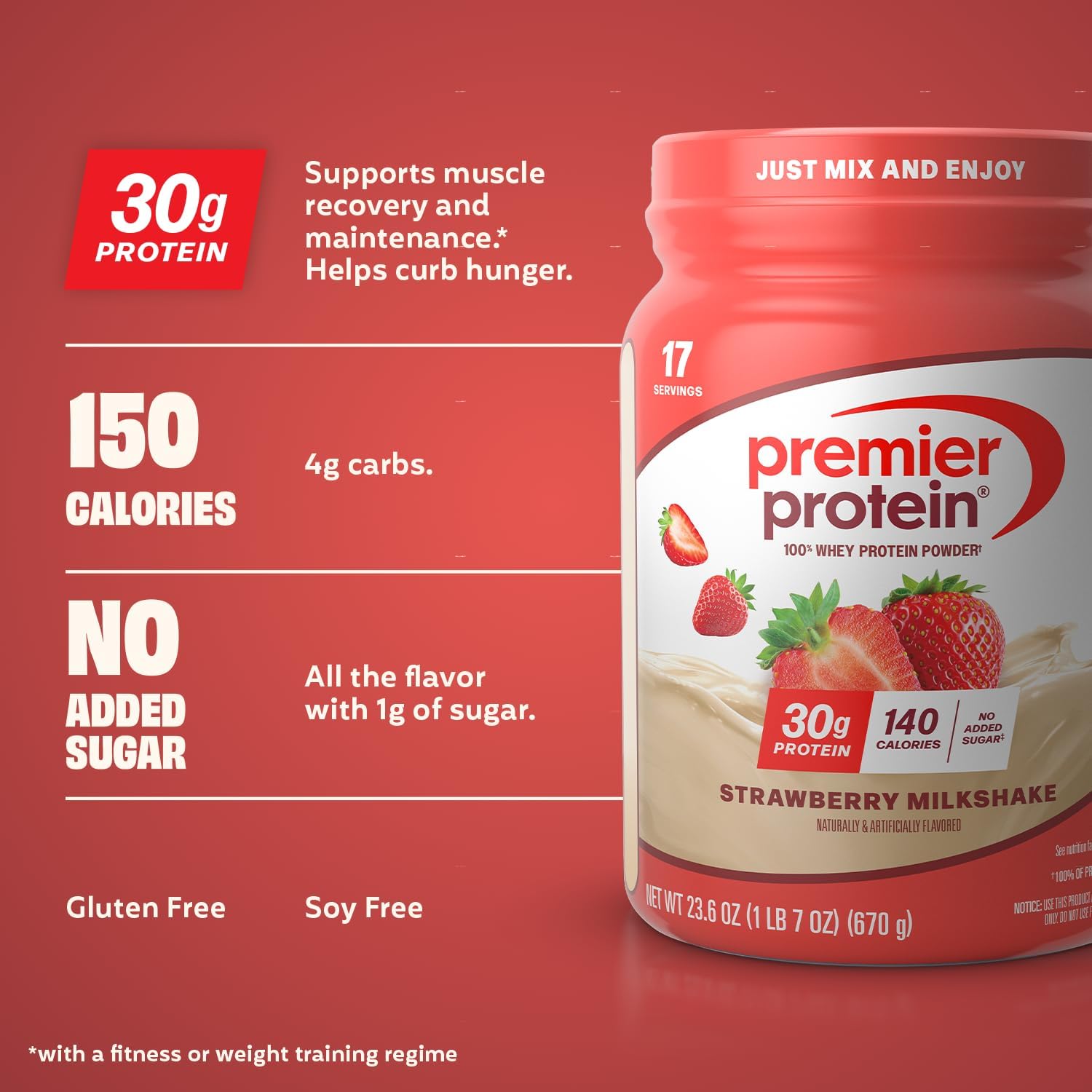 Premier Protein 30g High Protein Powder, 100% Whey, Chocolate, 17 Servings | No Added Sugar, Supports Muscle Health, Soy & Gluten-Free, 1.44 lb