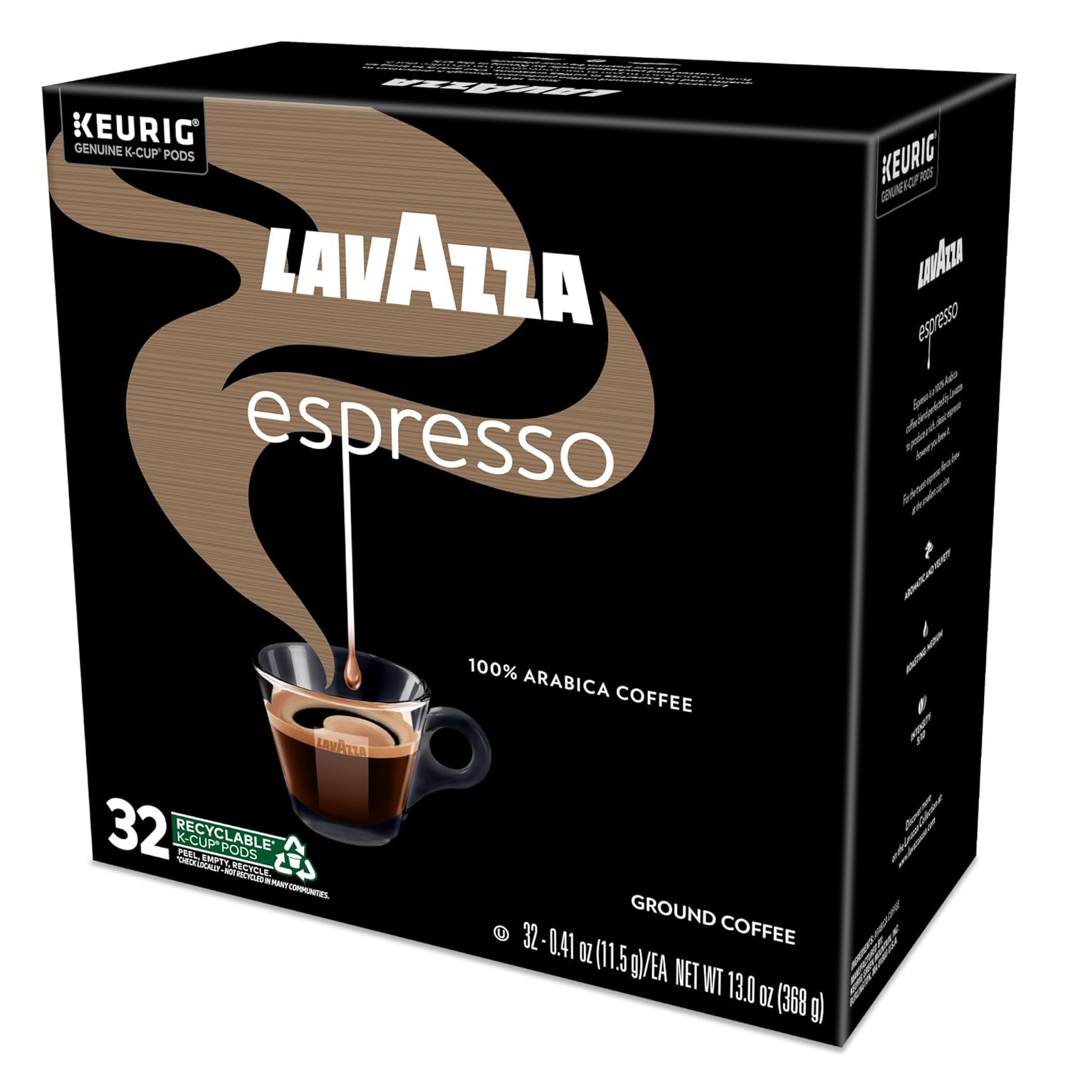 Lavazza Espresso, Single-Serve Keurig K-Cup Pods, Medium Roast Coffee, 32-Count Box