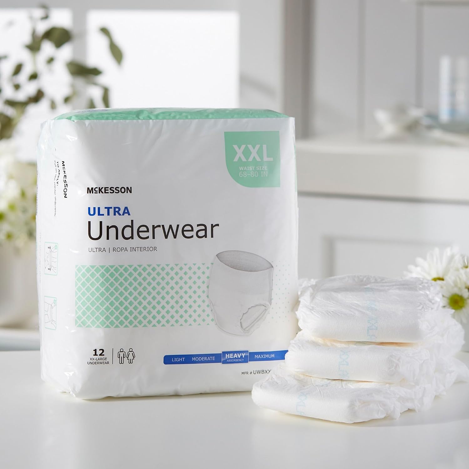 McKesson Ultra Adult Incontinence Underwear, Heavy Absorbency, 44 in, 80 ct | Postpartum and Incontinence Support