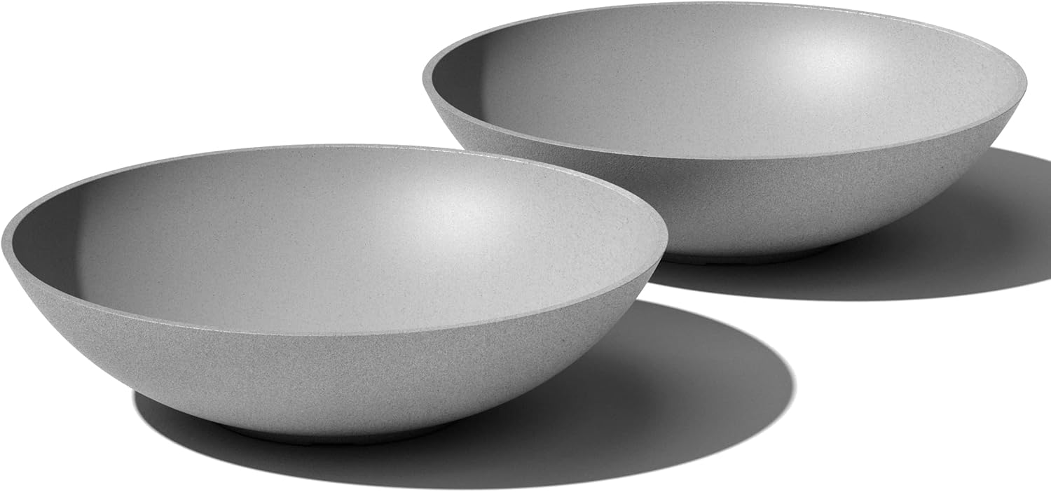 Veradek Mason Series Lane Bowl - Large Outdoor Bowl Planter | Made From a Durable Plastic-Stone Composite With Pre-Drilled Drainage Holes. Modern Patio/Tabletop Décor