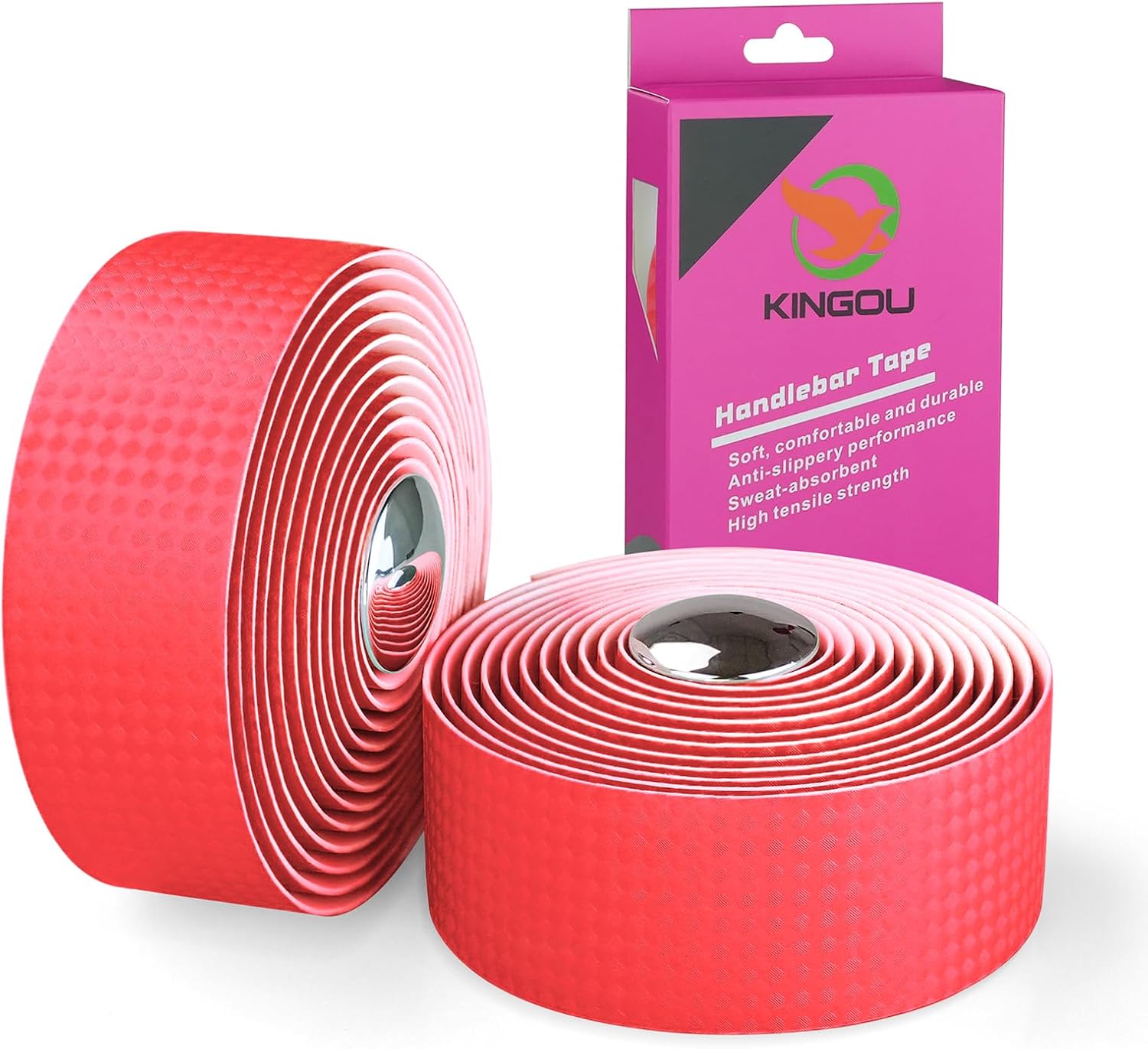 KINGOU Carbon Fiber PU Leather Road Bike Handlebar Tape Bar Tapes - 2PCS Per Set