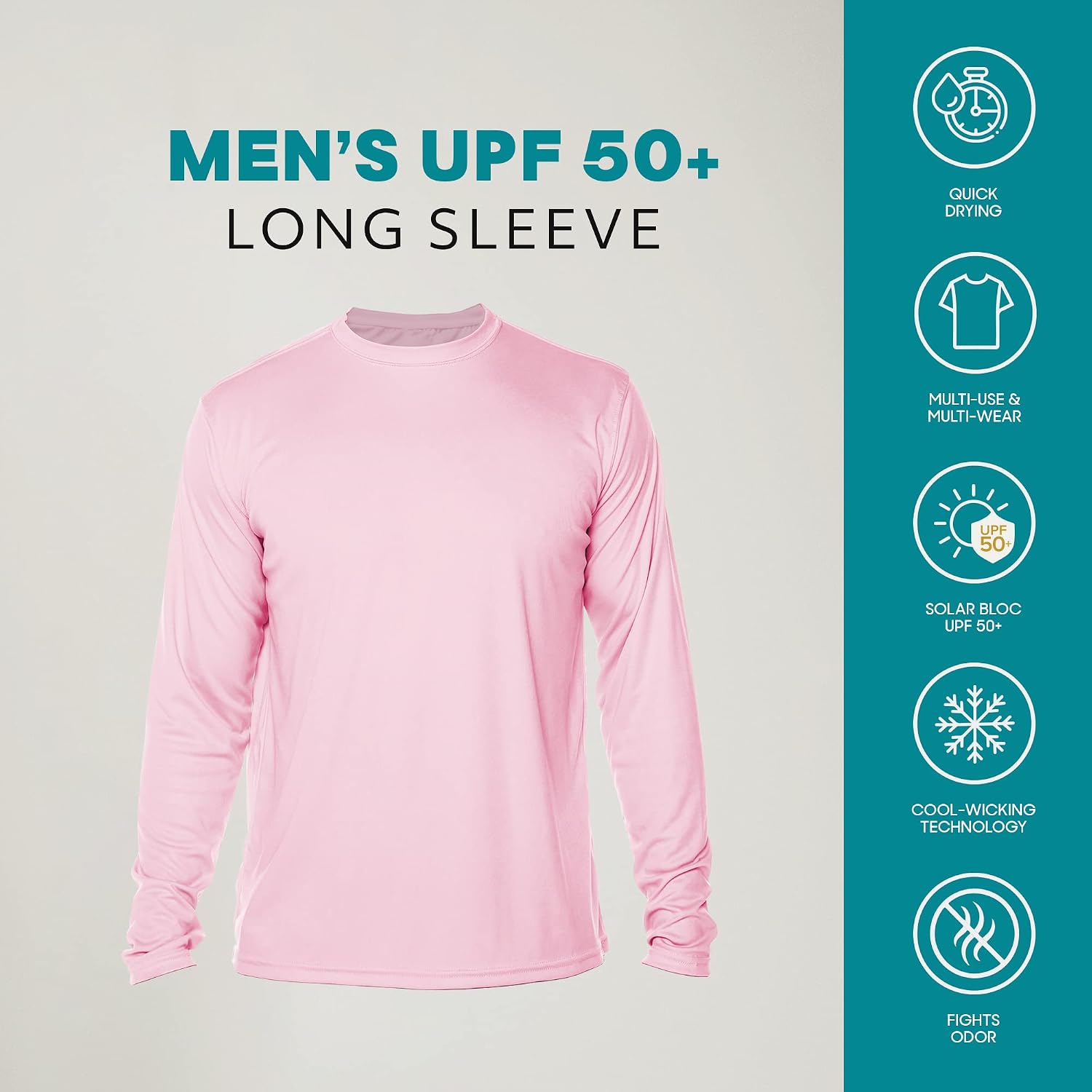 Vapor Apparel Men's Outdoor UPF 50+ Long Sleeve T-Shirt, UV Sun Protection for Fishing, Running, Hiking, Swimming