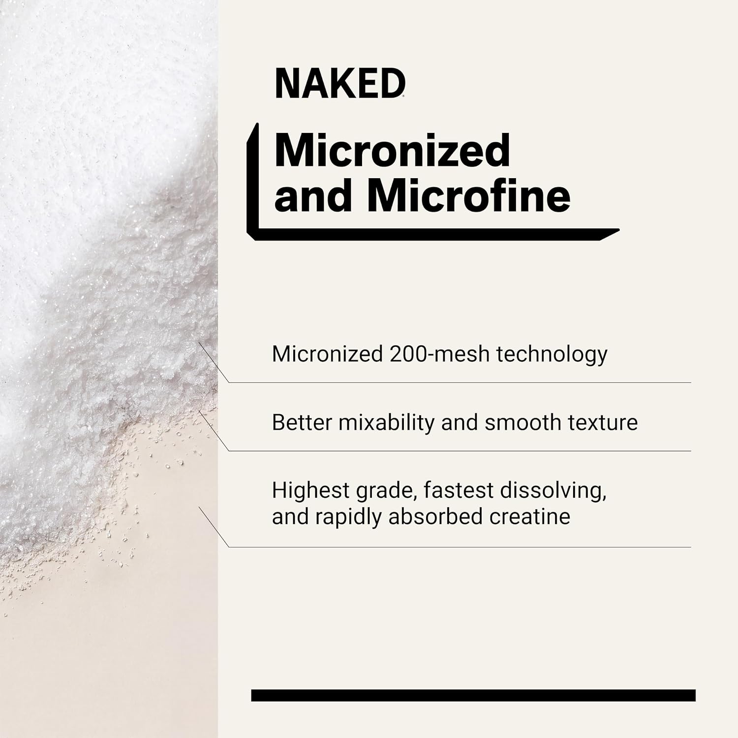 NAKED Pure Micronized Creatine Monohydrate – 200 Servings, 1,000g Bulk – NSF Certified, Vegan, Non-GMO, Gluten & Soy Free - Muscle Building, Strength Training, Gym & Fitness Supplement