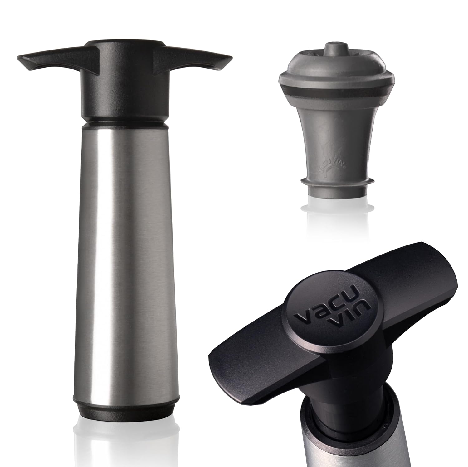 Vacu Vin Vacu vin stainless steele wine saver 1 pump 1 stopper, 1 Ounce