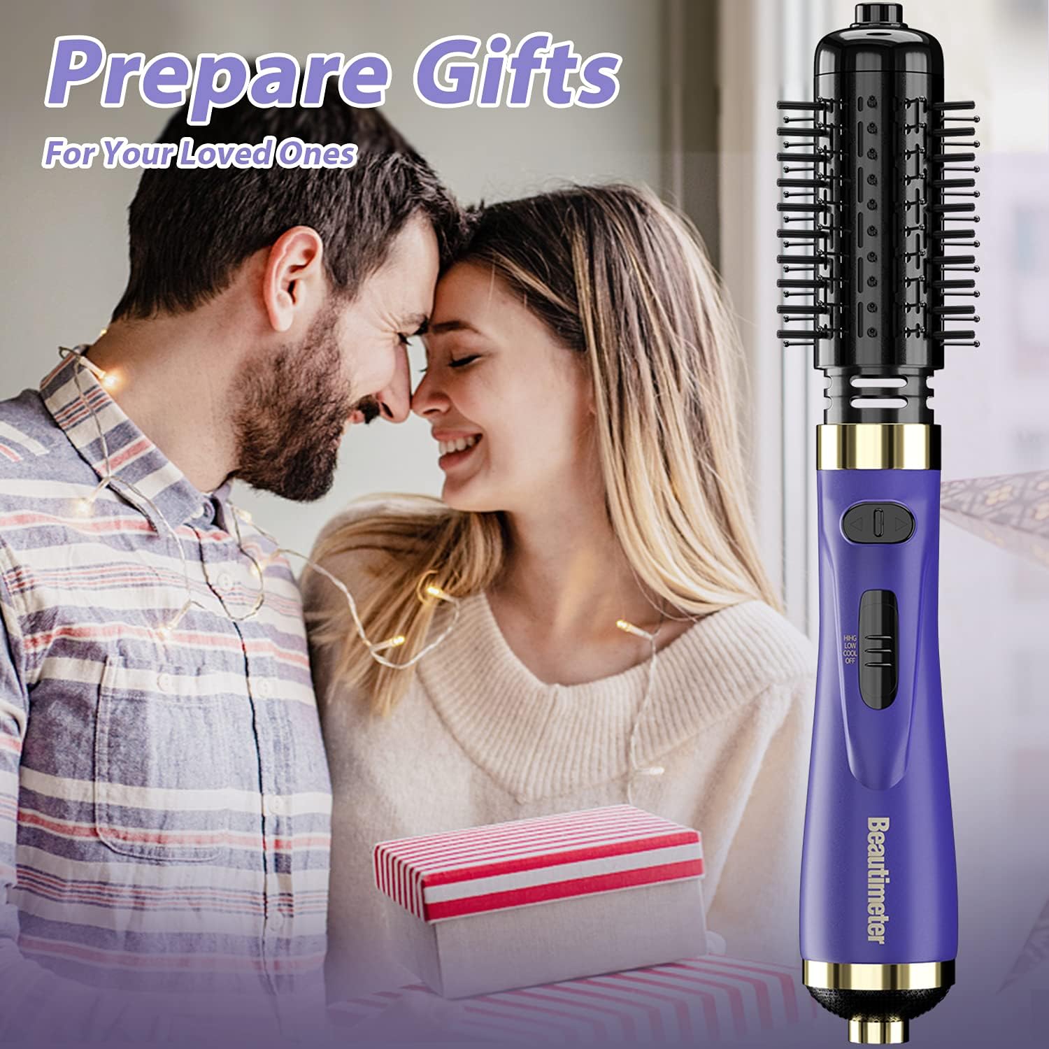 Beautimeter Hair Dryer Brush 3-in-1 Hair Styler, Rotating Blow Dryer Brush with 2-Inch and 1.5-Inch Brushes