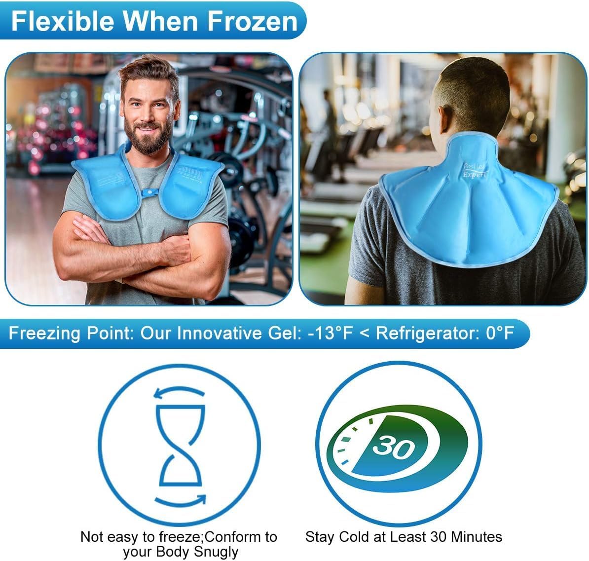 Reusable Ice Pack for Neck and Shoulders Upper Back Discomfort, Large Neck Ice Pack Wrap with Soft Plush Lining