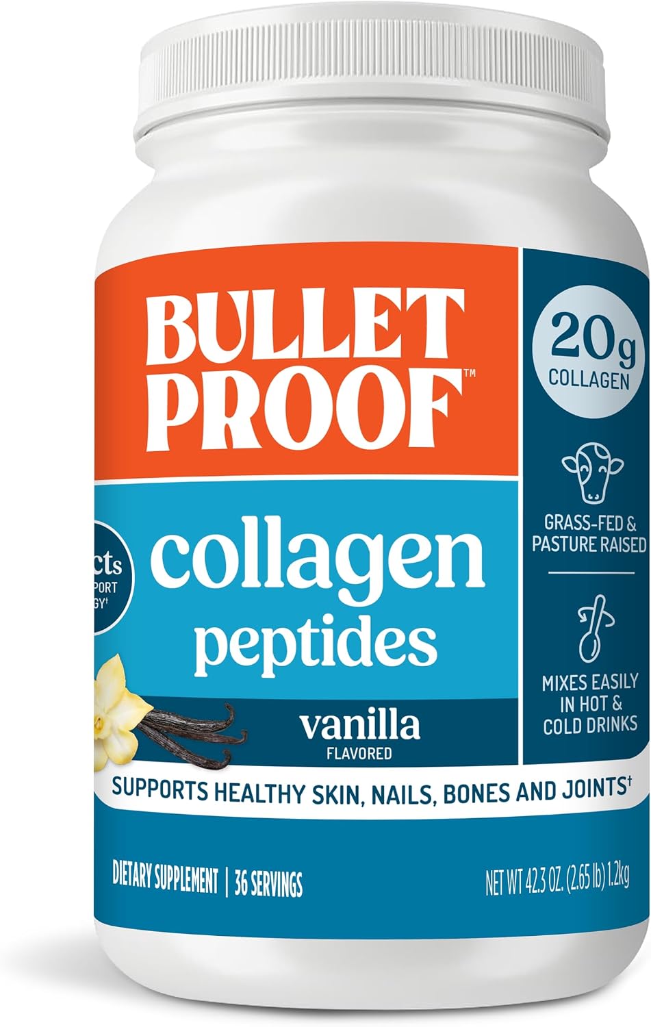 Bulletproof Unflavored Collagen Peptides Protein Powder, 17.6 oz | 20g Grass-Fed Pasture-Raised Collagen Protein and Amino Acids for Skin, Bones and Joints