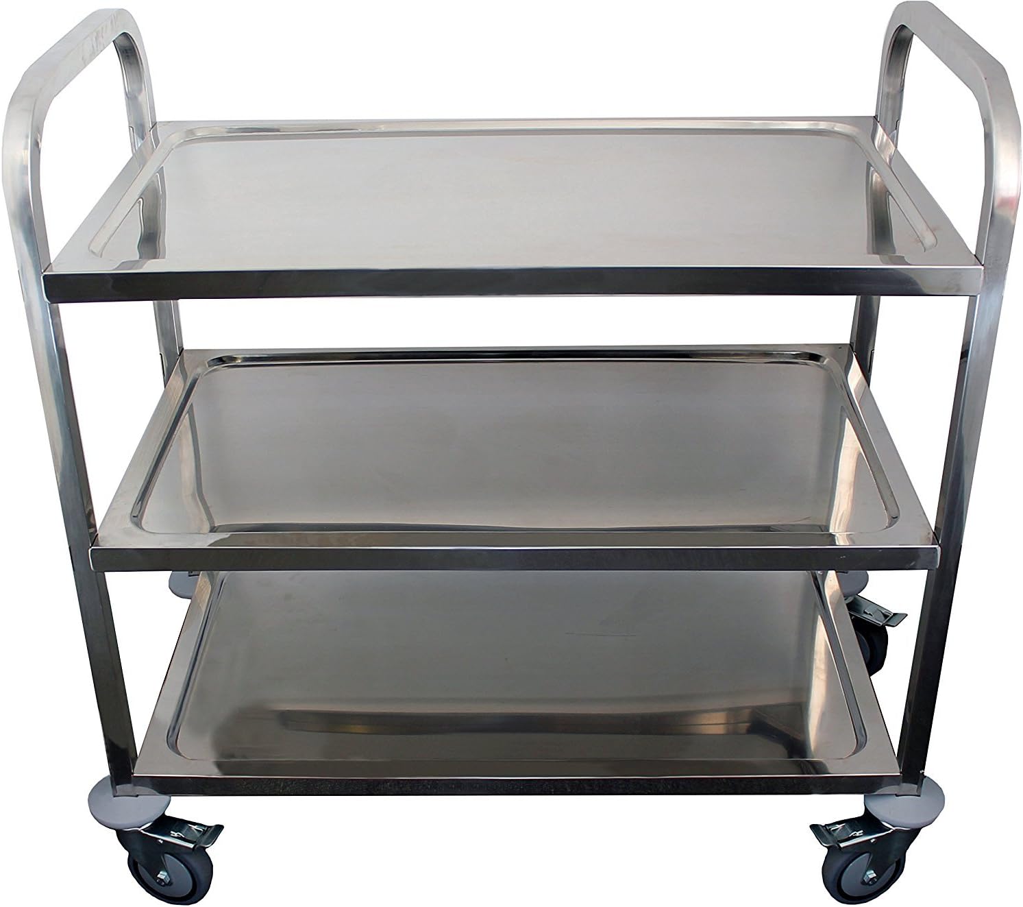Stainless Steel 3-Shelf Utility Cart | 33" x 18" x 36" | 400 lb Capacity | Knockdown Food Service Cart with Casters for Kitchen, Restaurant