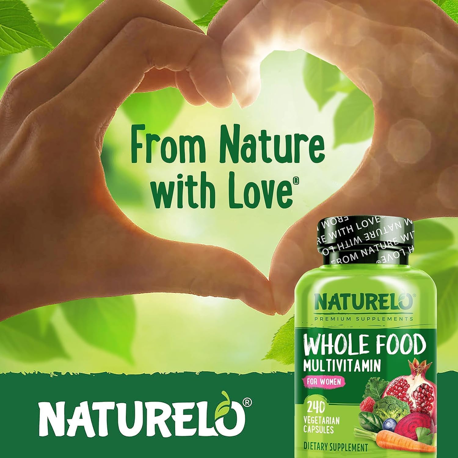 NATURELO Whole Food Multivitamin for Women - with Vitamins, Minerals, & Organic Extracts - Supplement for Energy and Heart Health - Non GMO - 120 Vegan Capsules | Women's Multivitamins with Vitamins, Minerals, Organic Extracts for Energy and Heart Health…