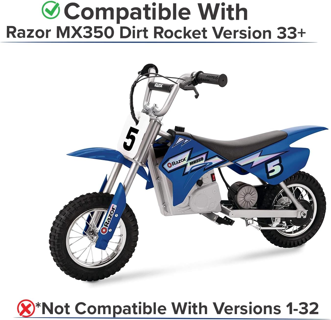 AlveyTech Premium 24 Volt Battery Pack for The Razor MX350 Dirt Rocket Bike (7 Ah Standard Range, Versions 33+) - Replacement Set of 2 Rechargeable AGM Batteries with Wiring Harness