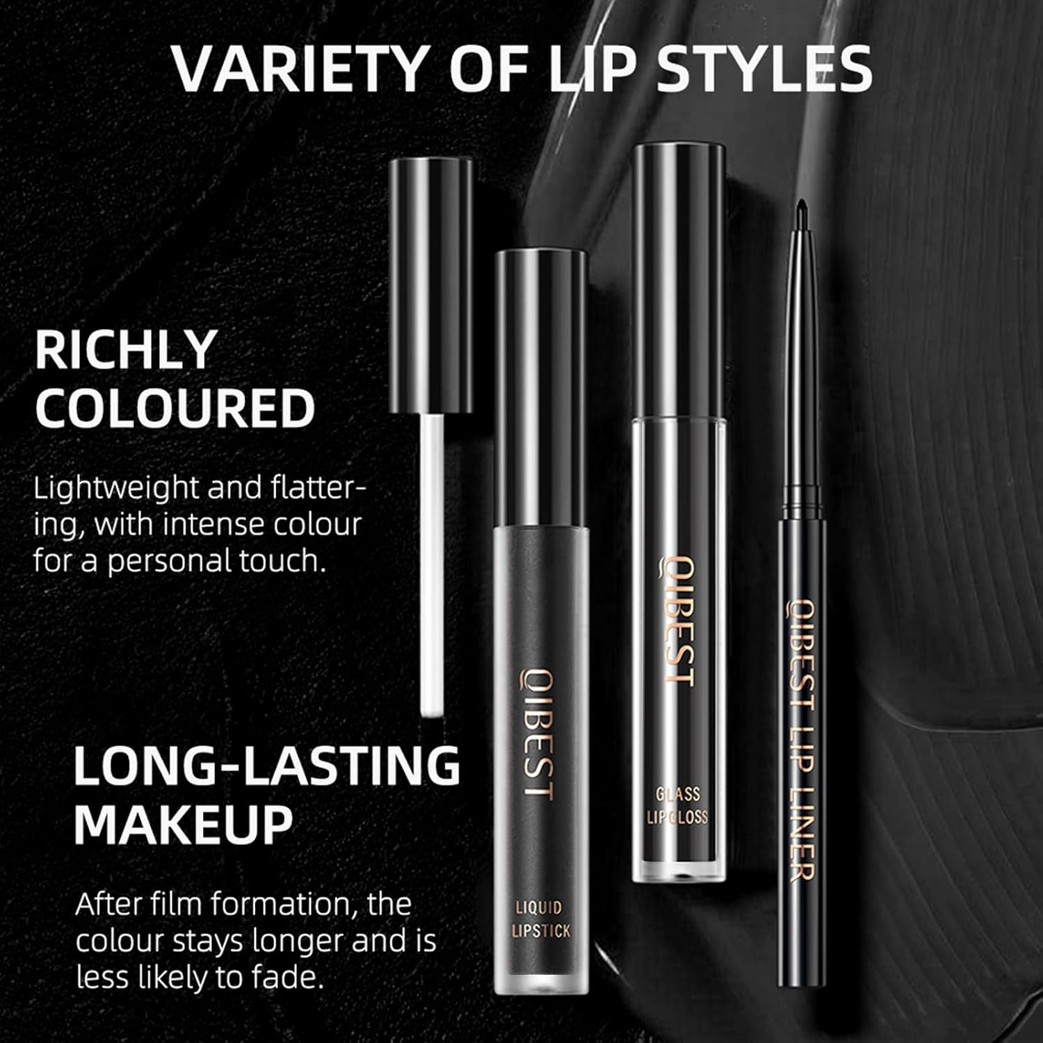QiBest 7Pcs Matte Liquid Lipstick + 1Pcs Lip Plumper Makeup Set Kit, Pigmented Long Lasting Lip Gloss Set