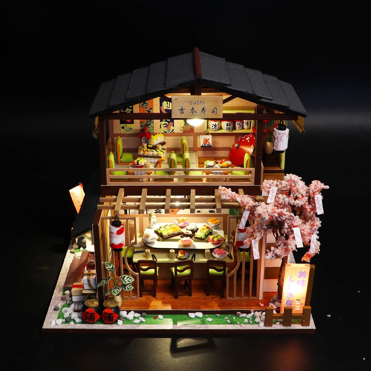 GuDoQi DIY Miniature Dollhouse Kit, Miniature House Kit 1:24 Scale, Tiny House kit with Music and Furniture Kit, Great Gift for Birthday Christmas