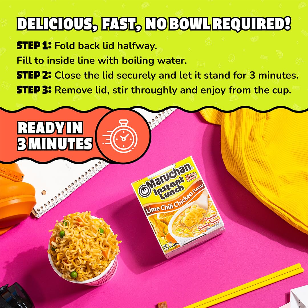 Maruchan Instant Lunch Ramen Noodles, Cheddar Cheese Flavor – Japanese-Style Instant Noodle Soup, Easy Meal Ready in 3 Minutes – 2.25 Oz. (12 Pack)