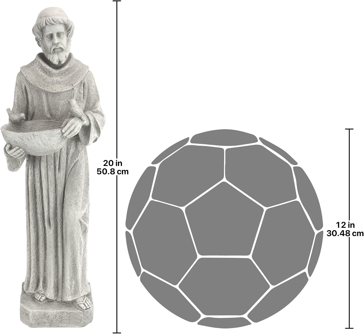Design Toscano Francis of Assisi Blessing Religious Garden Decor Statue with Bird Bath Feeder, 19 inches Tall, Cast Stone Resin, Gray Stone Finish