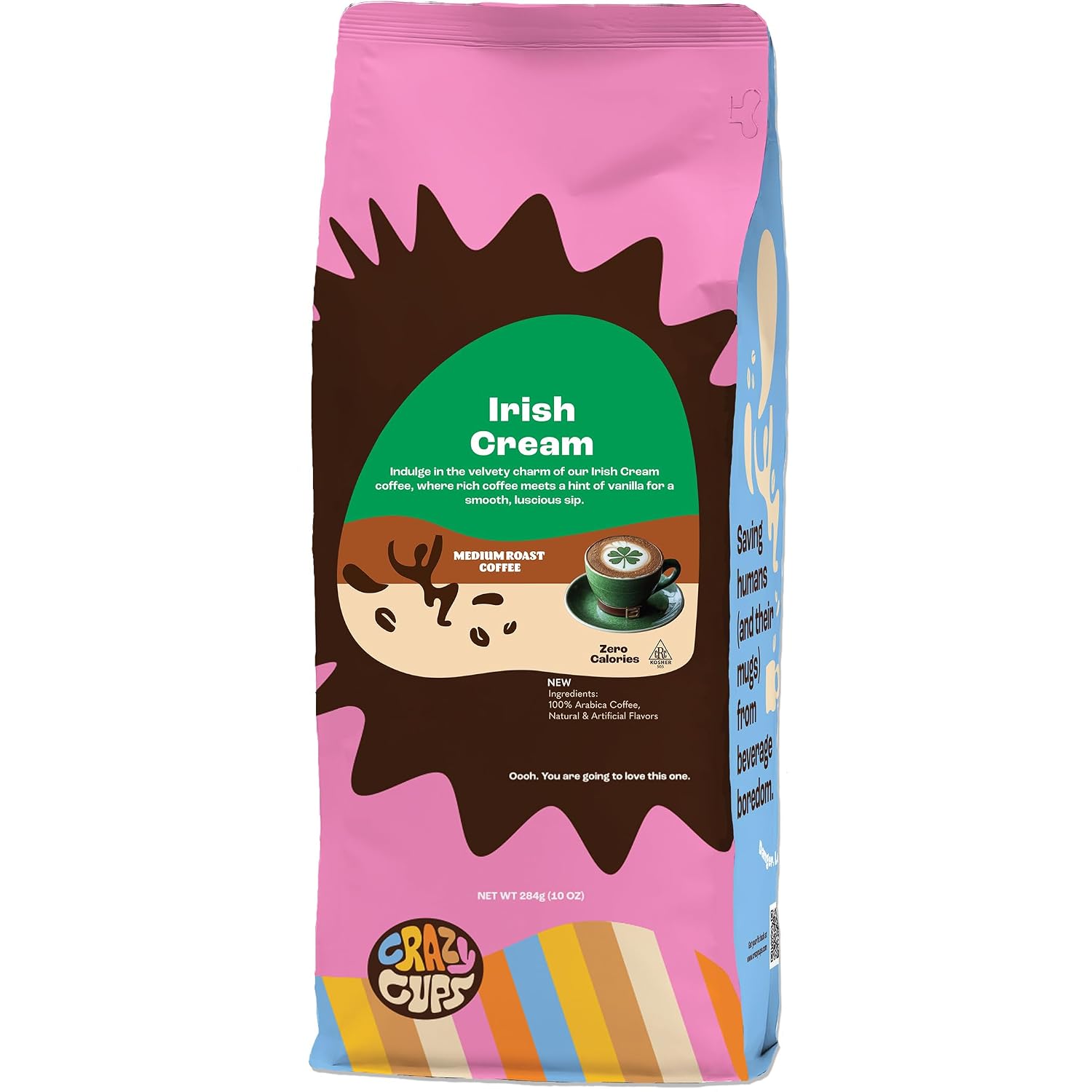Crazy Cups Flavored Ground Coffee, Cinnamon French Toast, in 10 oz Bag, For Brewing Flavored Hot or Iced Coffee