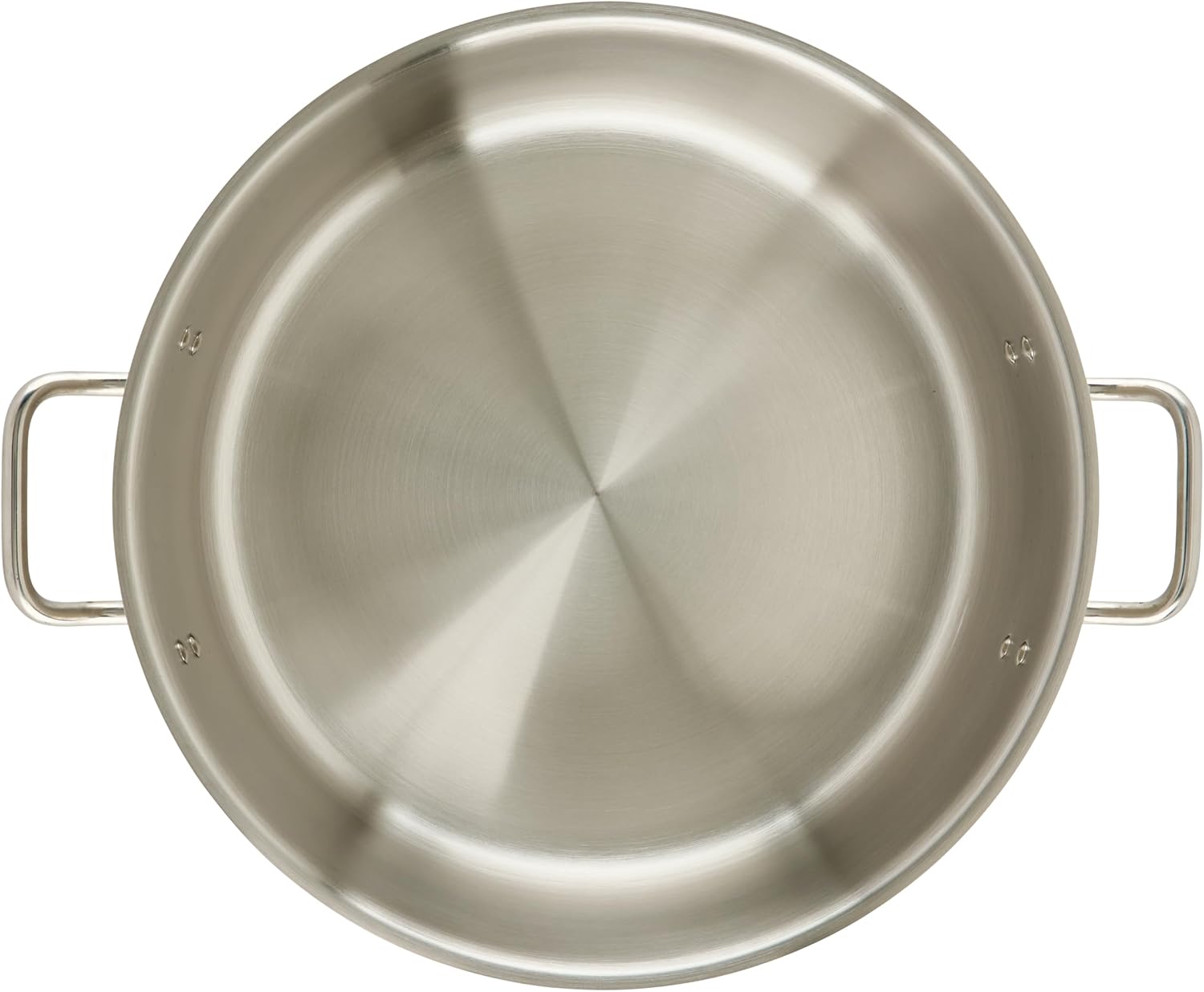 Winco 15 qt Stainless Steel Brazier Pan with Lid | Flat bottom, Wide base, Riveted handles, Induction safe, Great for Braising, Simmering, Batch Cooking and Restaurant Kitchens