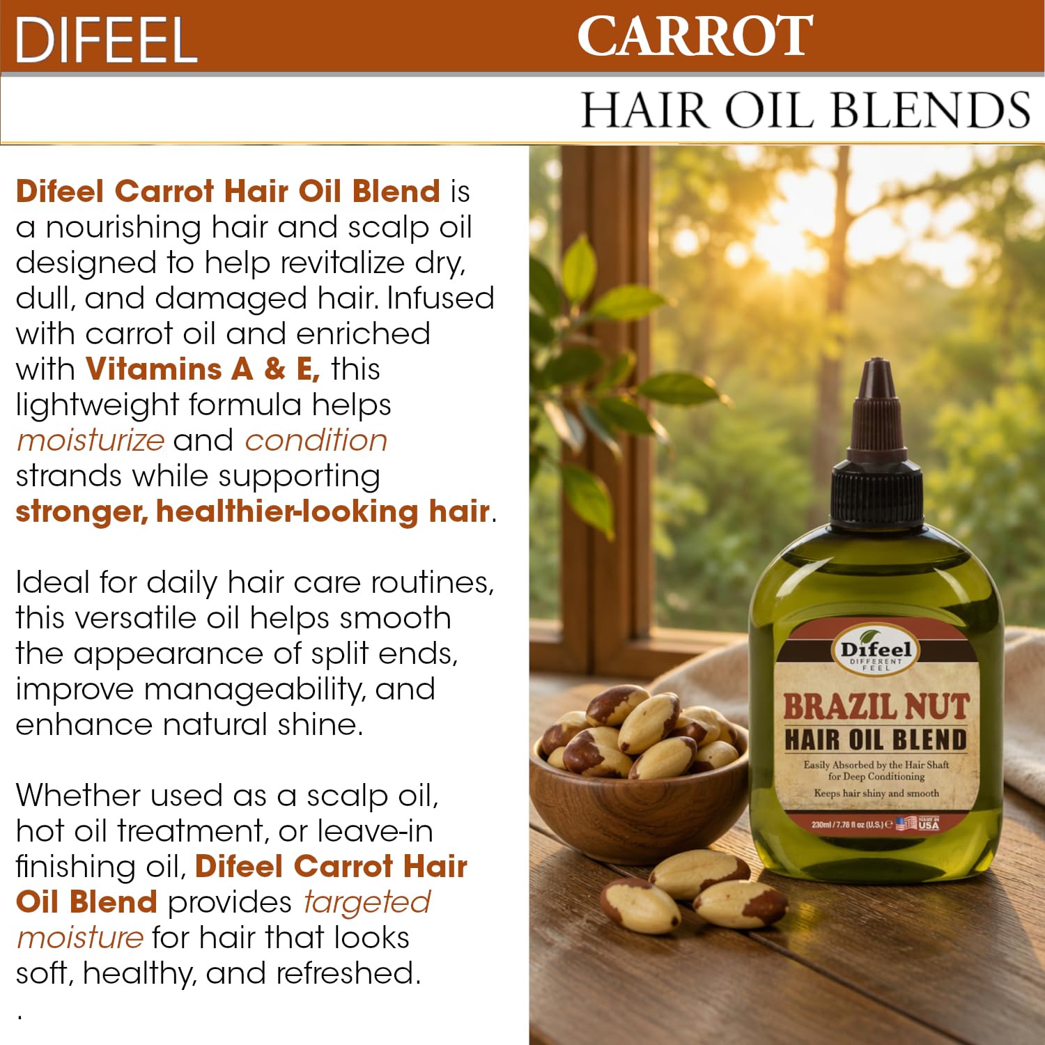 Difeel Soy Hair Oil Blend - Travel Size 2.5 Ounce