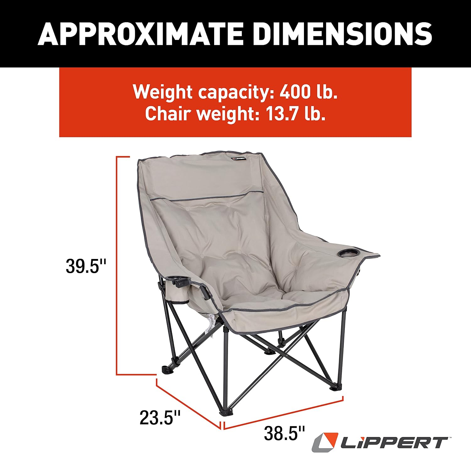 Lippert Components 2021128653 Big Bear Camping Chair - Sand